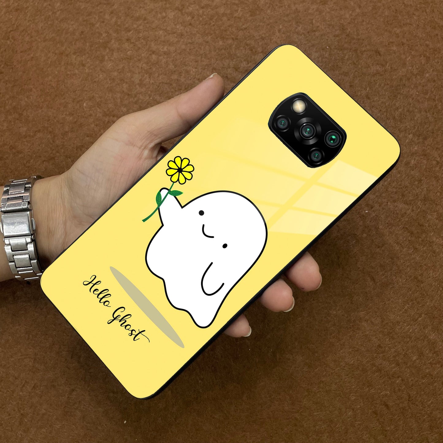 Ghost With Flower Glass Case Cover For Poco ShopOnCliQ