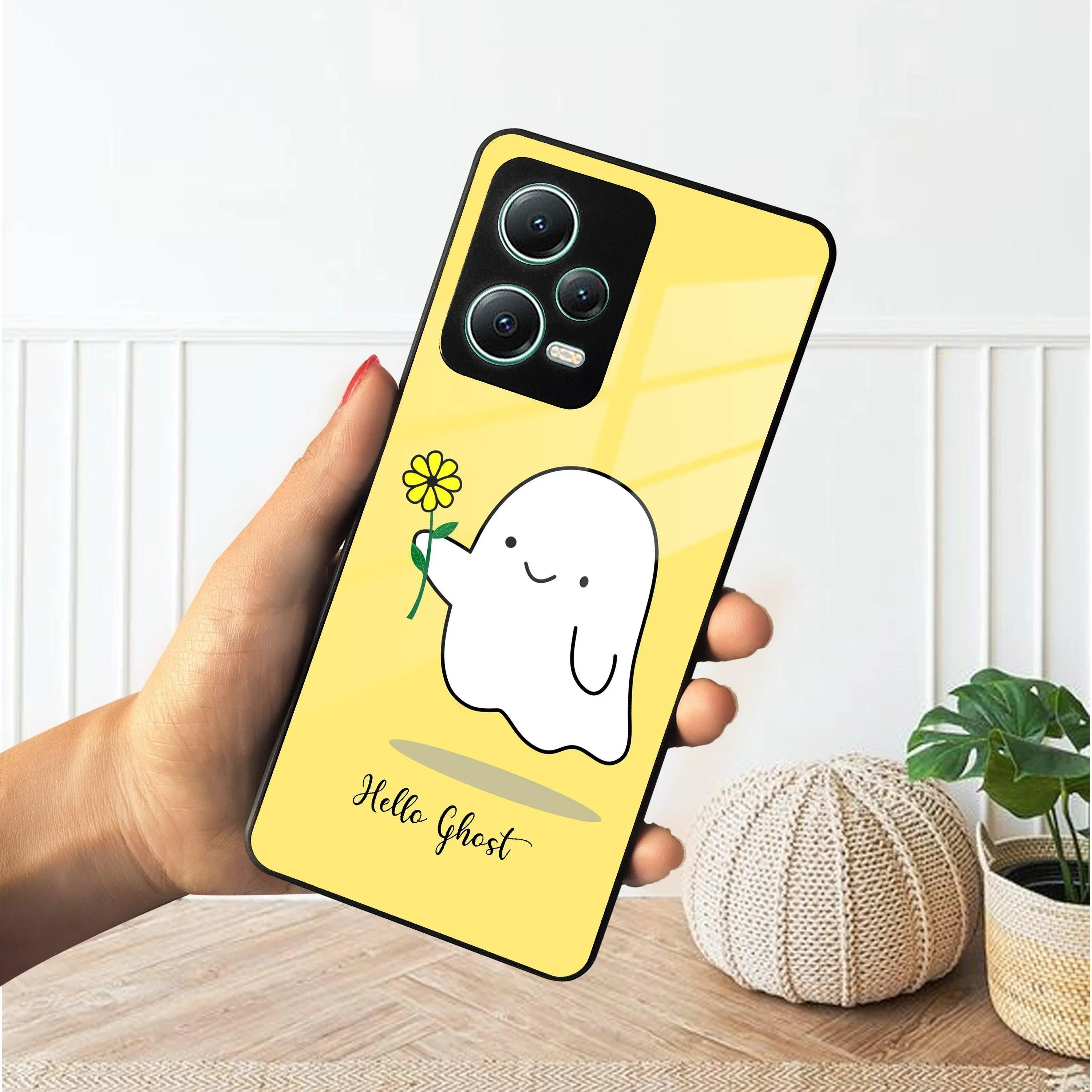 Ghost With Flower Glass Case Cover For Poco - ShopOnCliQ