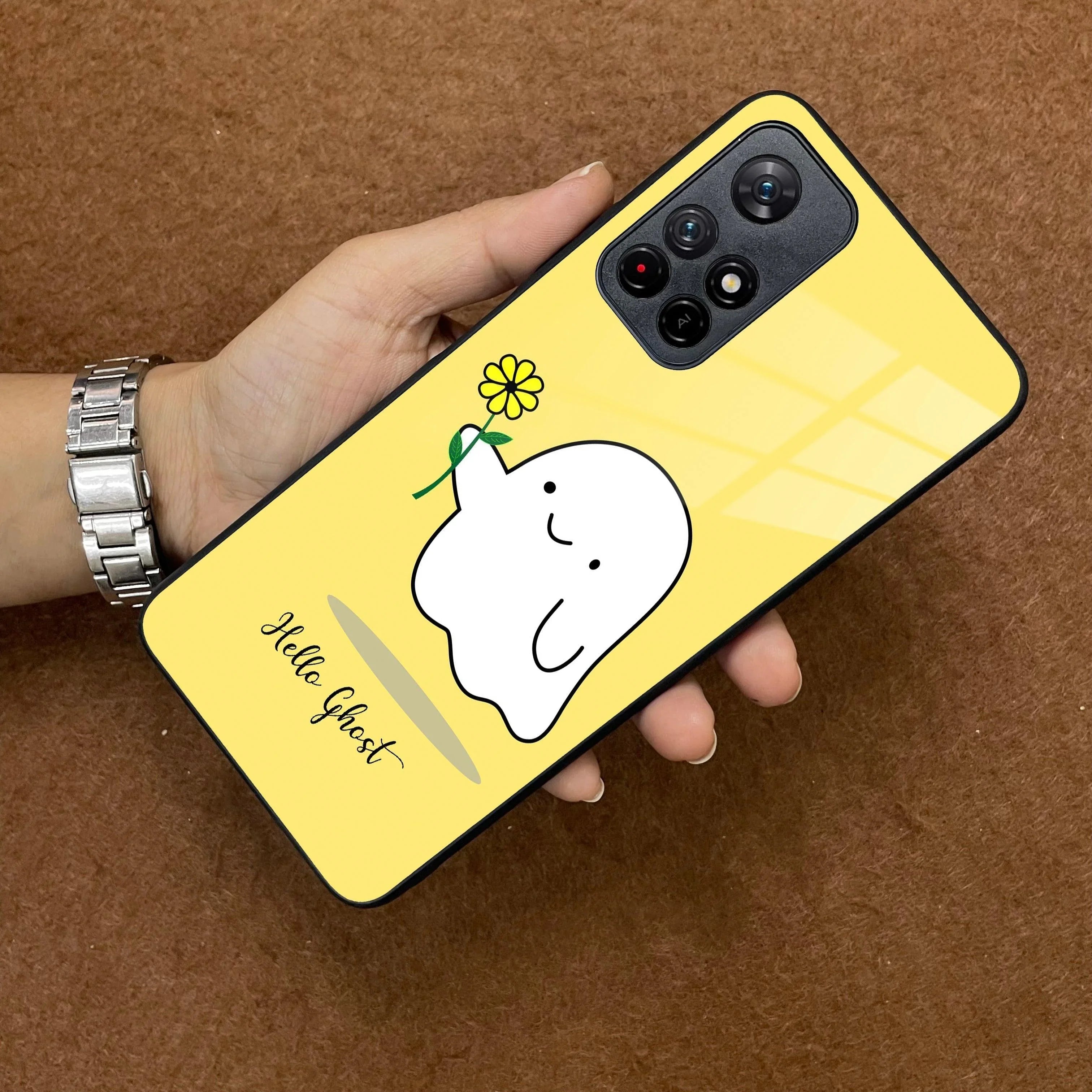 Ghost With Flower Glass Case Cover For Poco - ShopOnCliQ