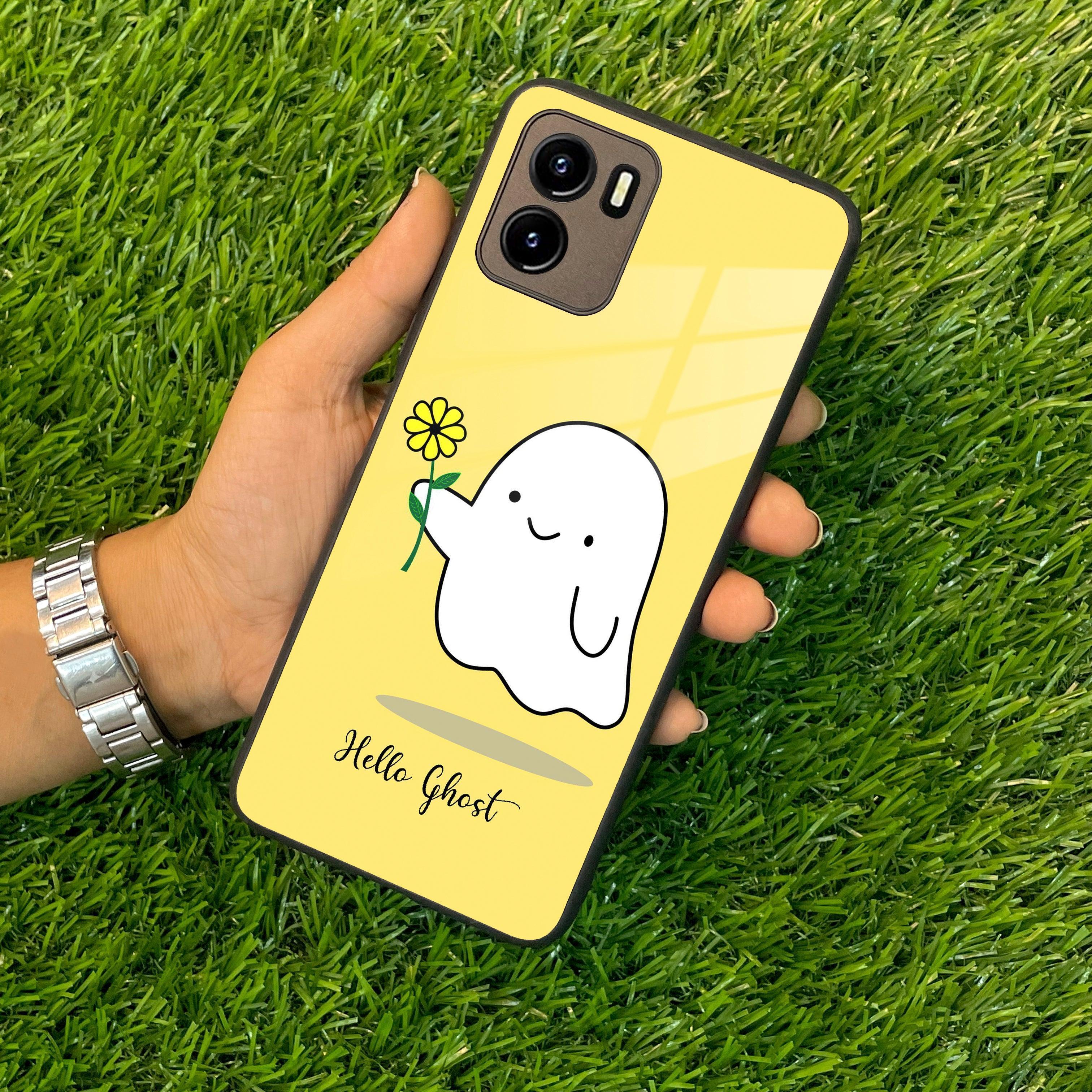 Ghost With Flower Glass Case Cover For Vivo - ShopOnCliQ