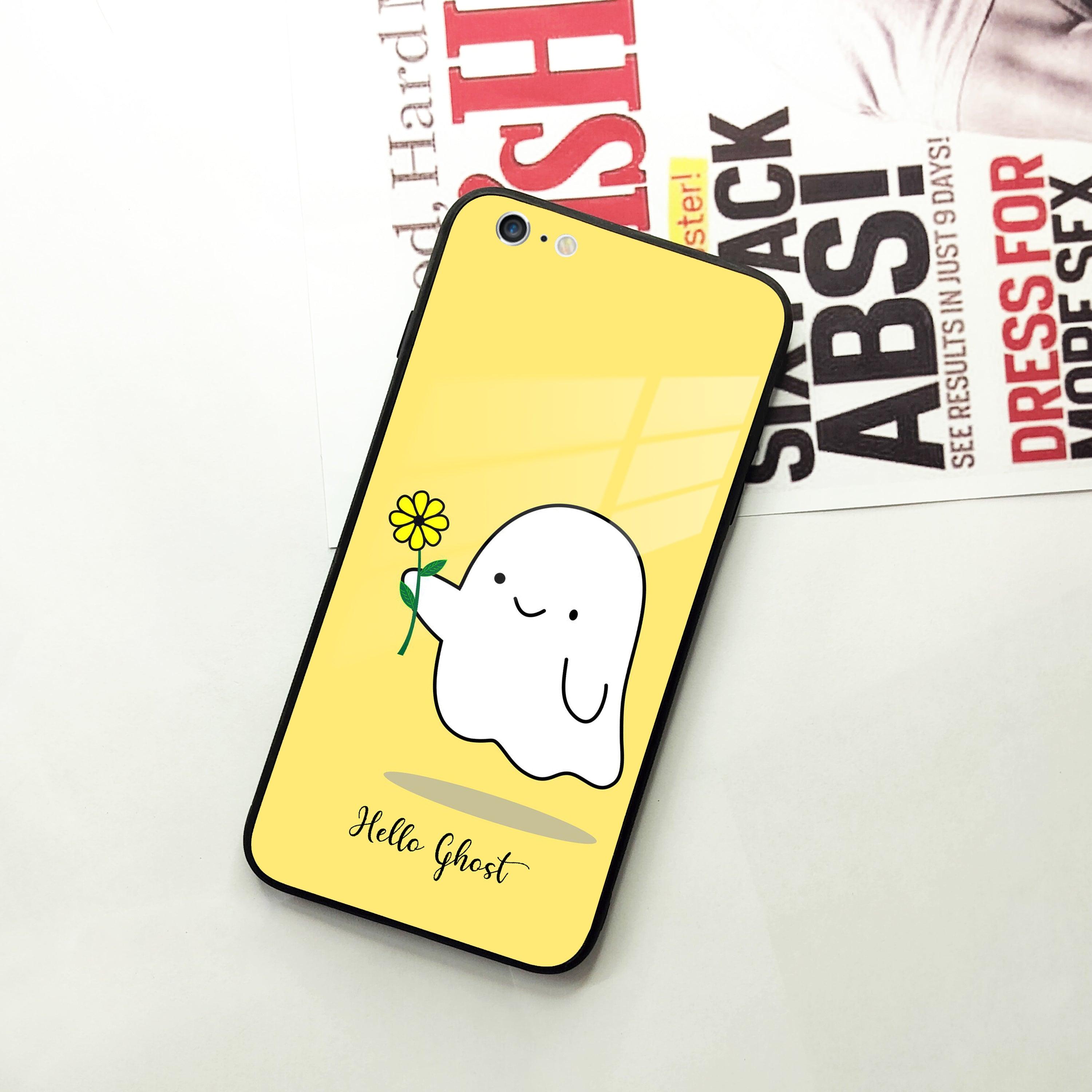 Ghost With Flower Glass Case Cover For iPhone - ShopOnCliQ