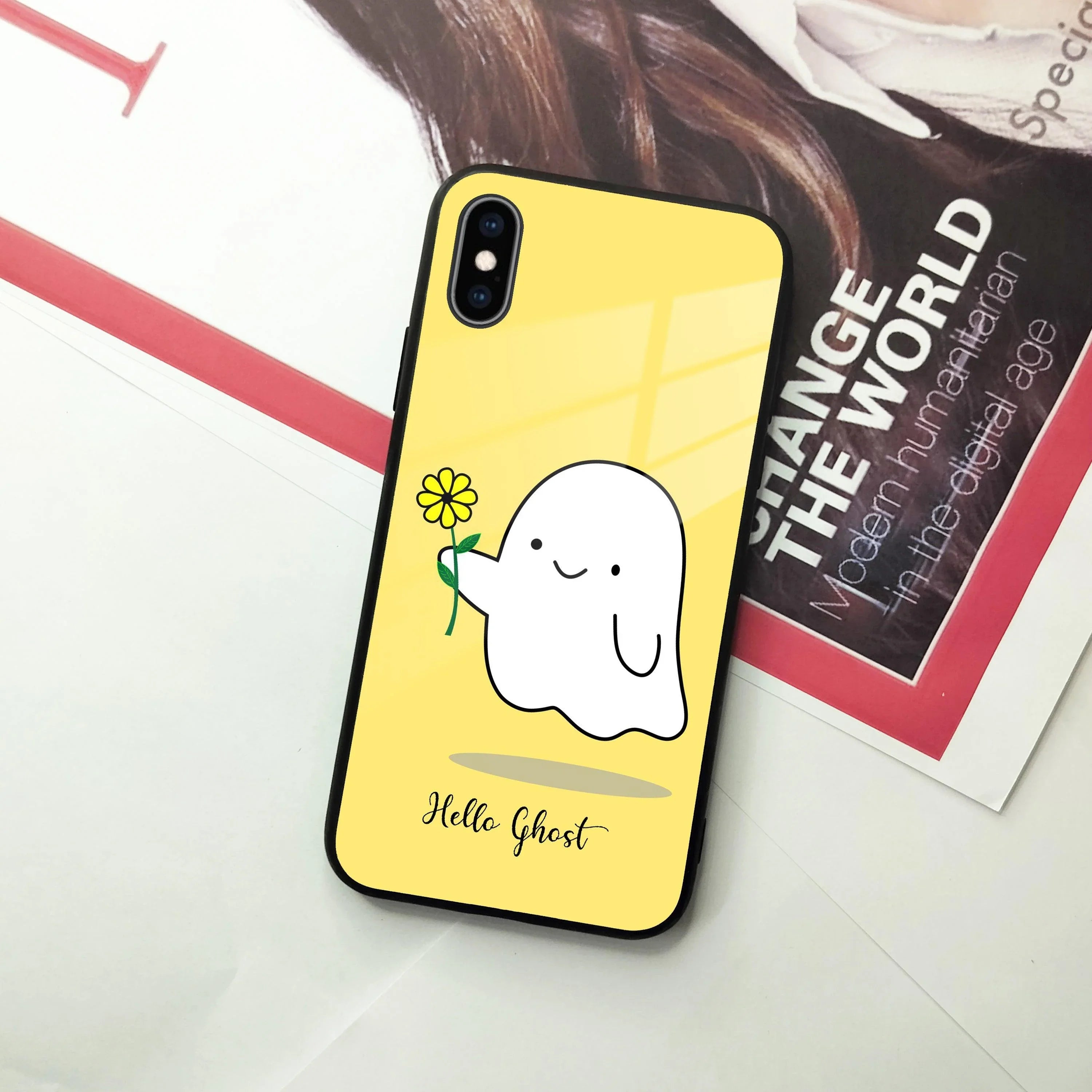 Ghost With Flower Glass Case Cover For iPhone - ShopOnCliQ