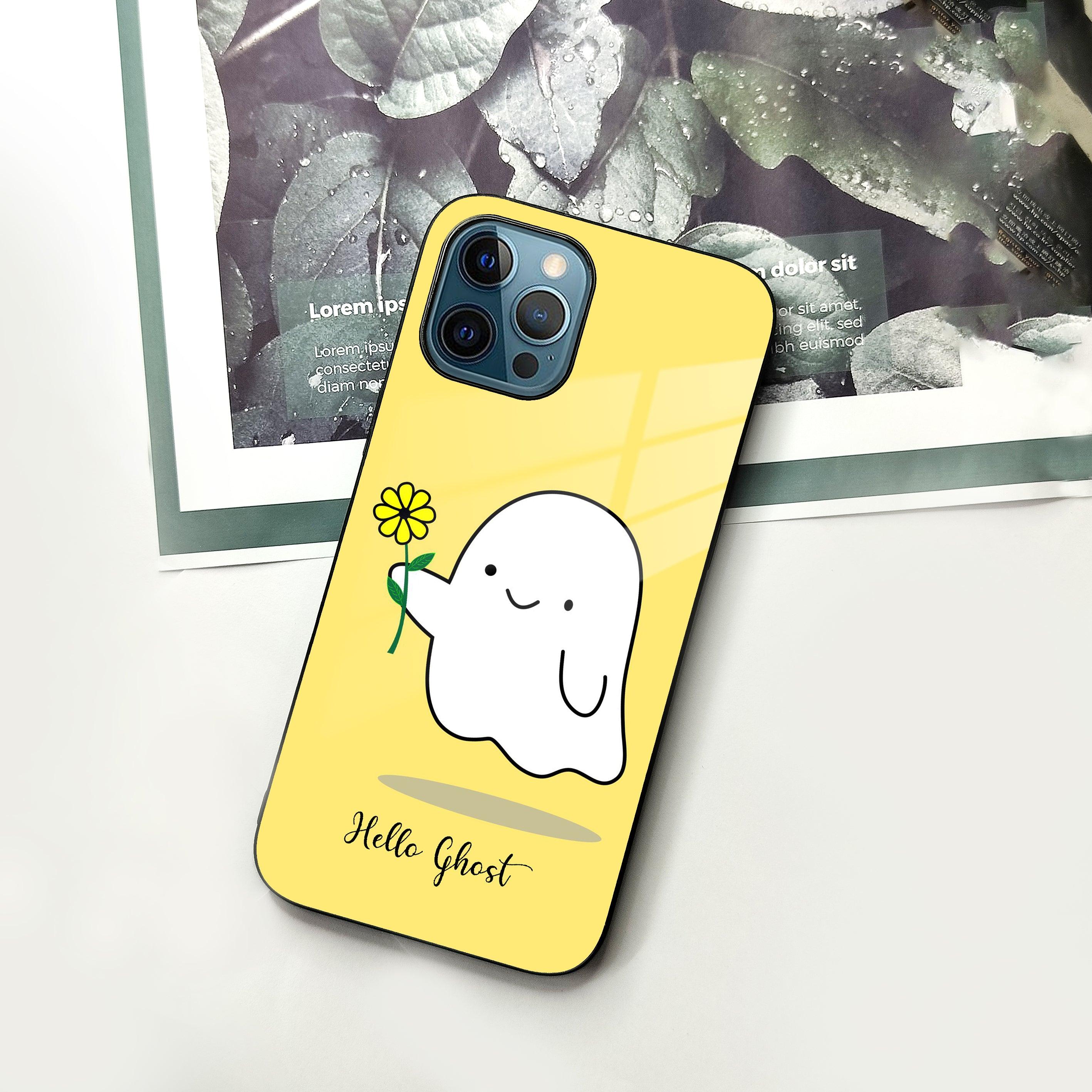Ghost With Flower Glass Case Cover For iPhone - ShopOnCliQ