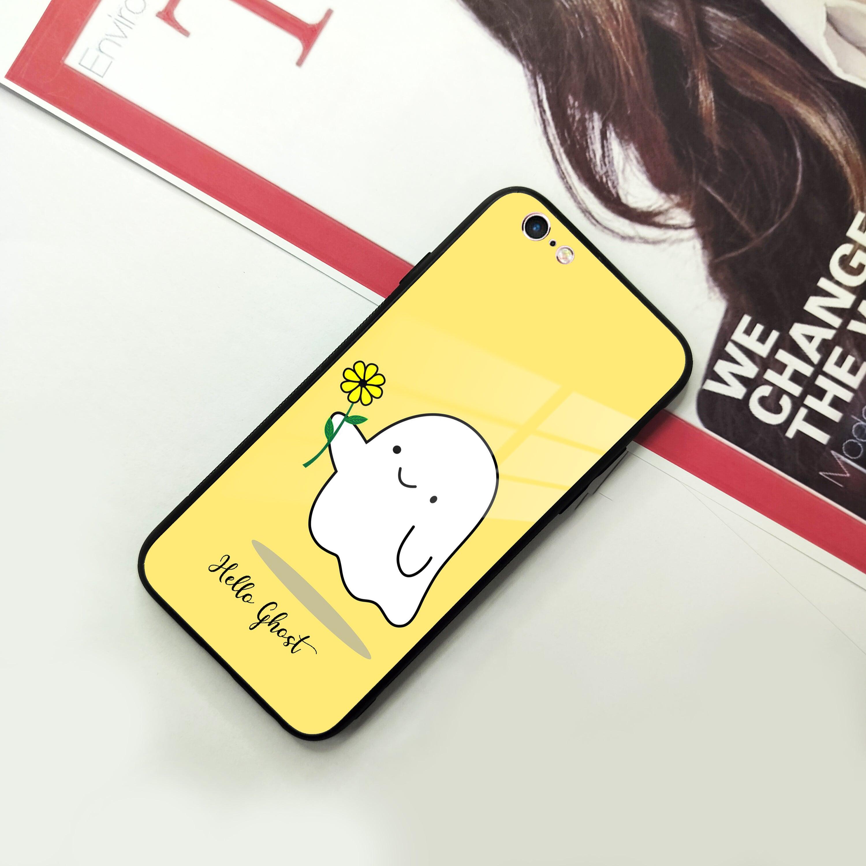 Ghost With Flower Glass Case Cover For iPhone - ShopOnCliQ