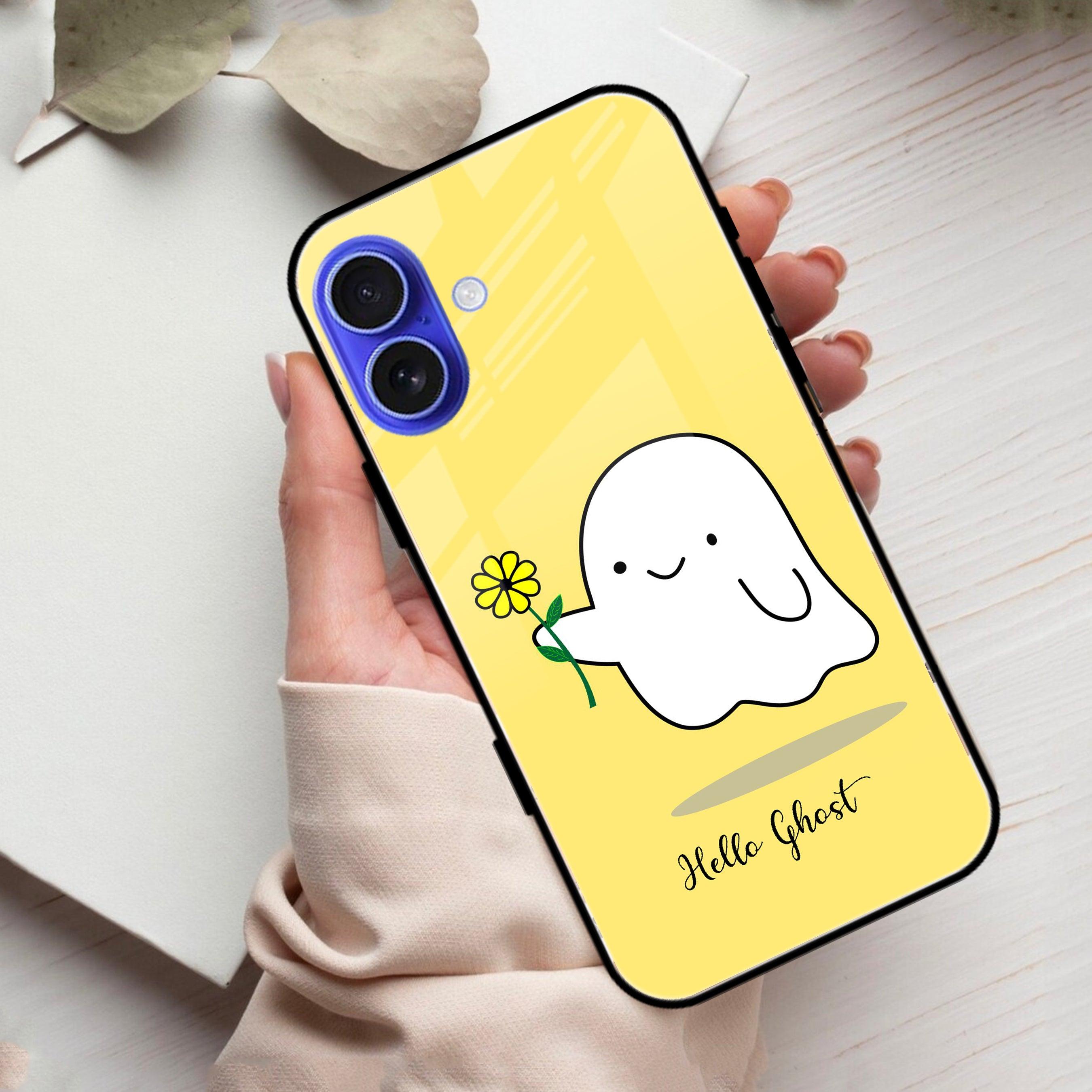 Ghost With Flower Glass Case Cover For iPhone - ShopOnCliQ