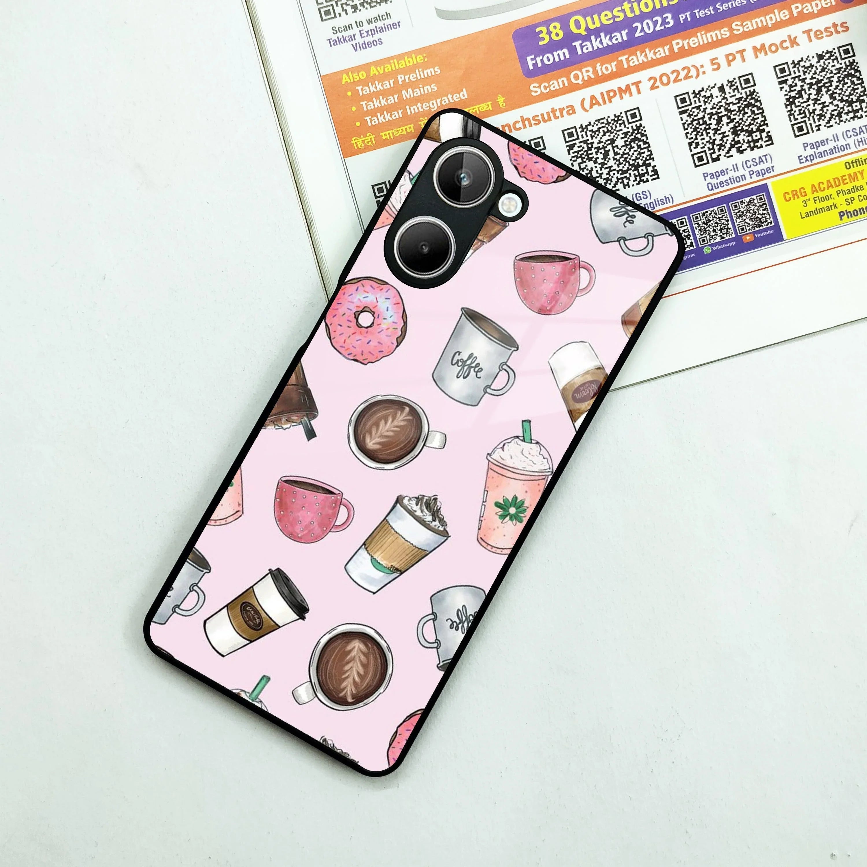 Cute Coffee Snacks Glass Case Cover For Realme/Narzo - ShopOnCliQ
