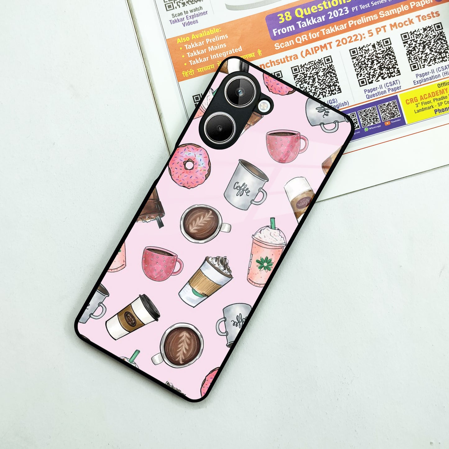 Cute Coffee Snacks Glass Case Cover For Realme/Narzo