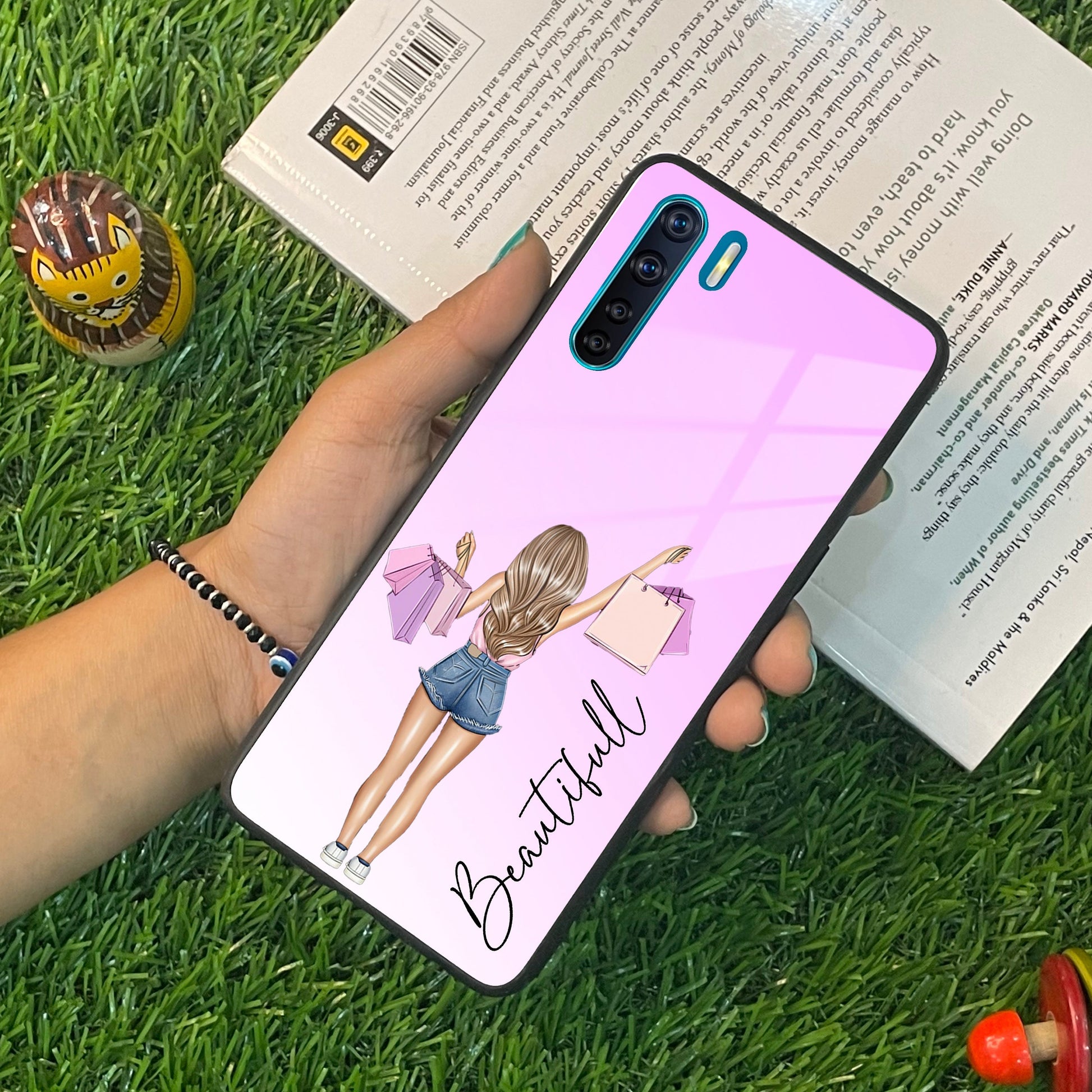 Girl With Bag Customize Name Glass Case For Oppo ShopOnCliQ