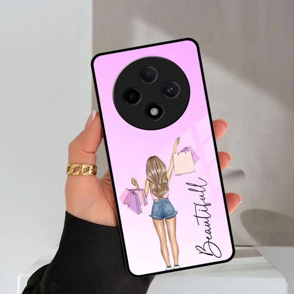 Girl With Bag Customize Name Glass Case For Oppo - ShopOnCliQ