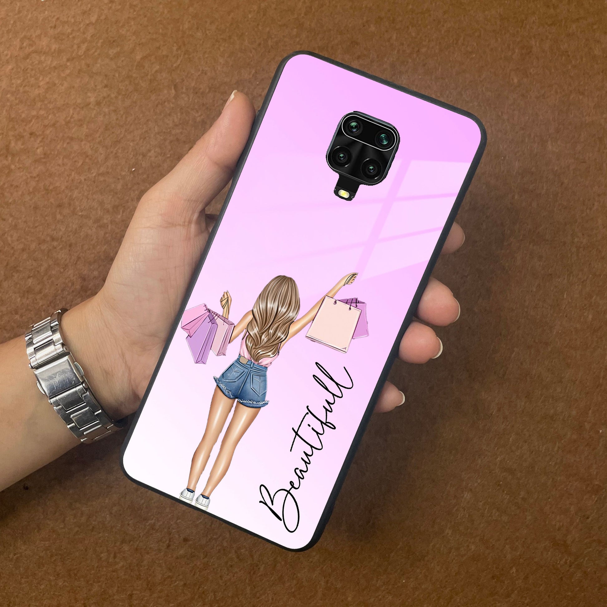 Girl With Bag Customize Name Glass Case For Poco ShopOnCliQ