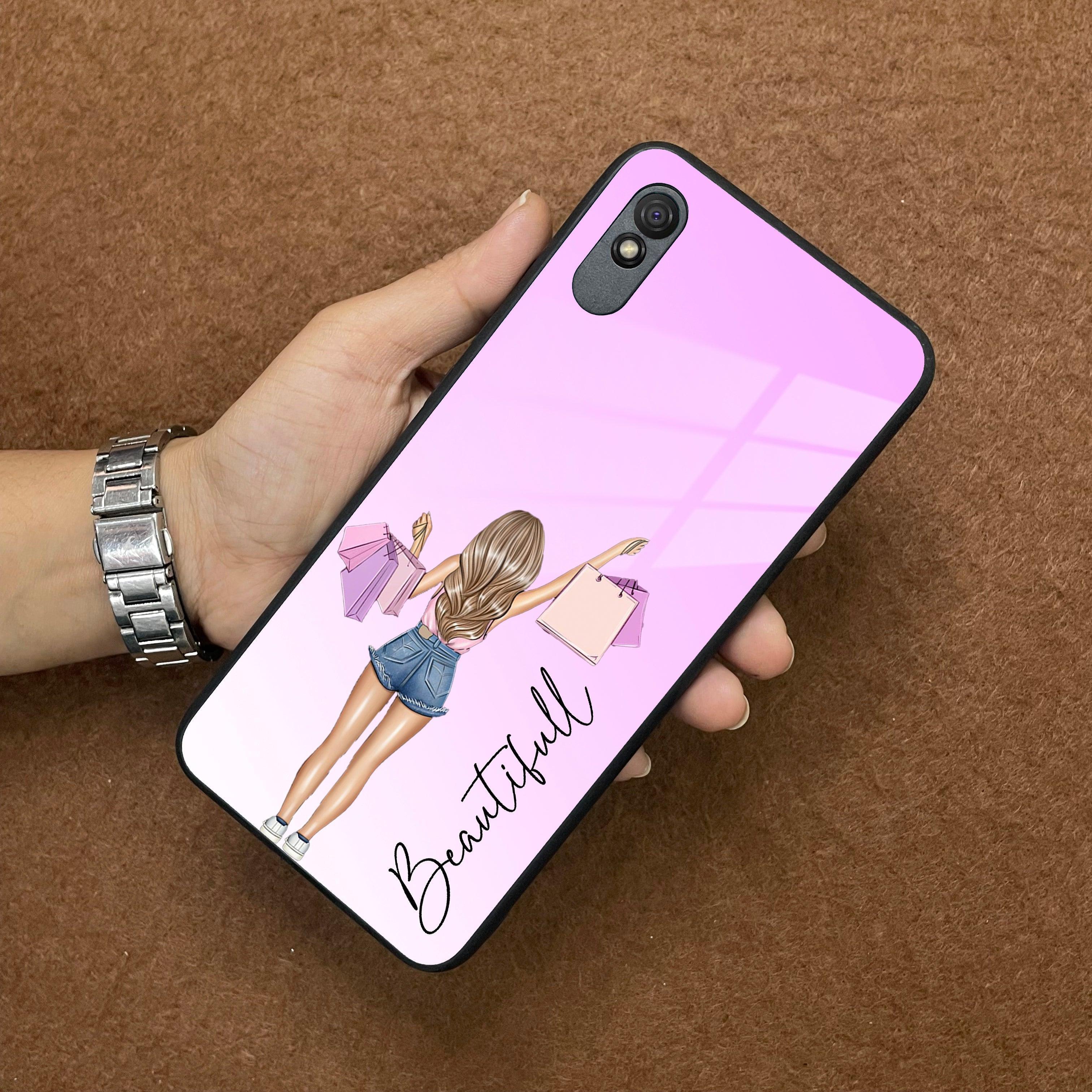 Girl With Bag Customize Name Glass Case For Redmi/Xiaomi - ShopOnCliQ