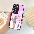 Girl With Bag Customize Name Glass Case For Vivo - ShopOnCliQ