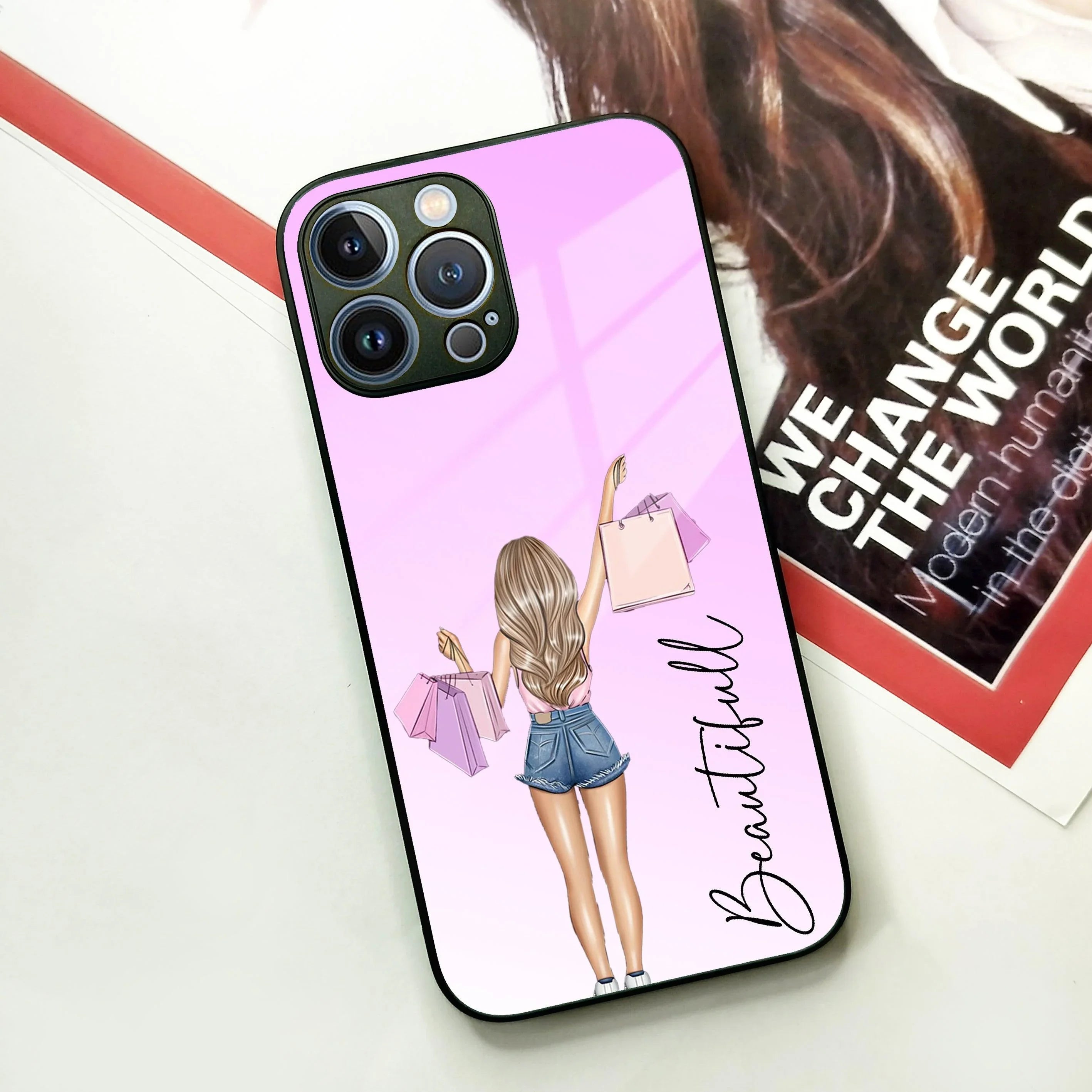 Girl With Bag Glass Case Cover For iPhone - ShopOnCliQ
