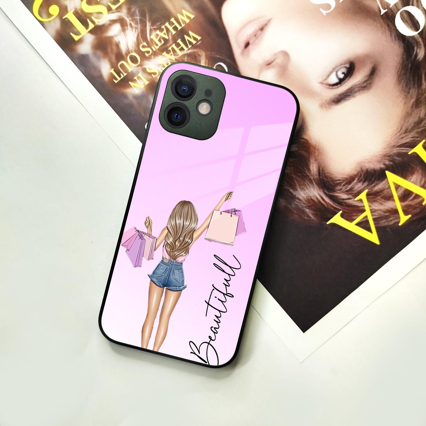 Girl With Bag Glass Case Cover For iPhone