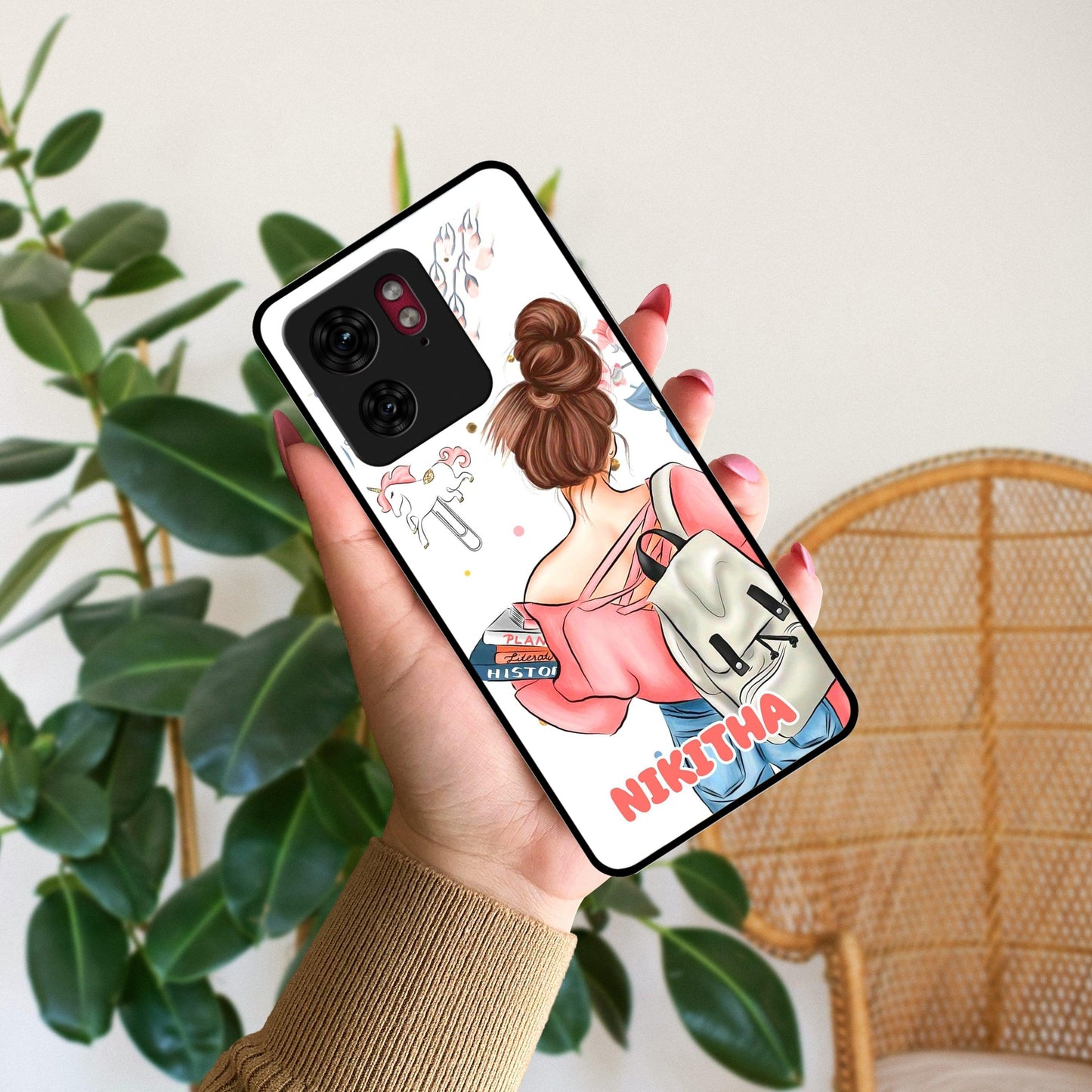 Girl With Book Glossy Metal Case Cover For Motorola