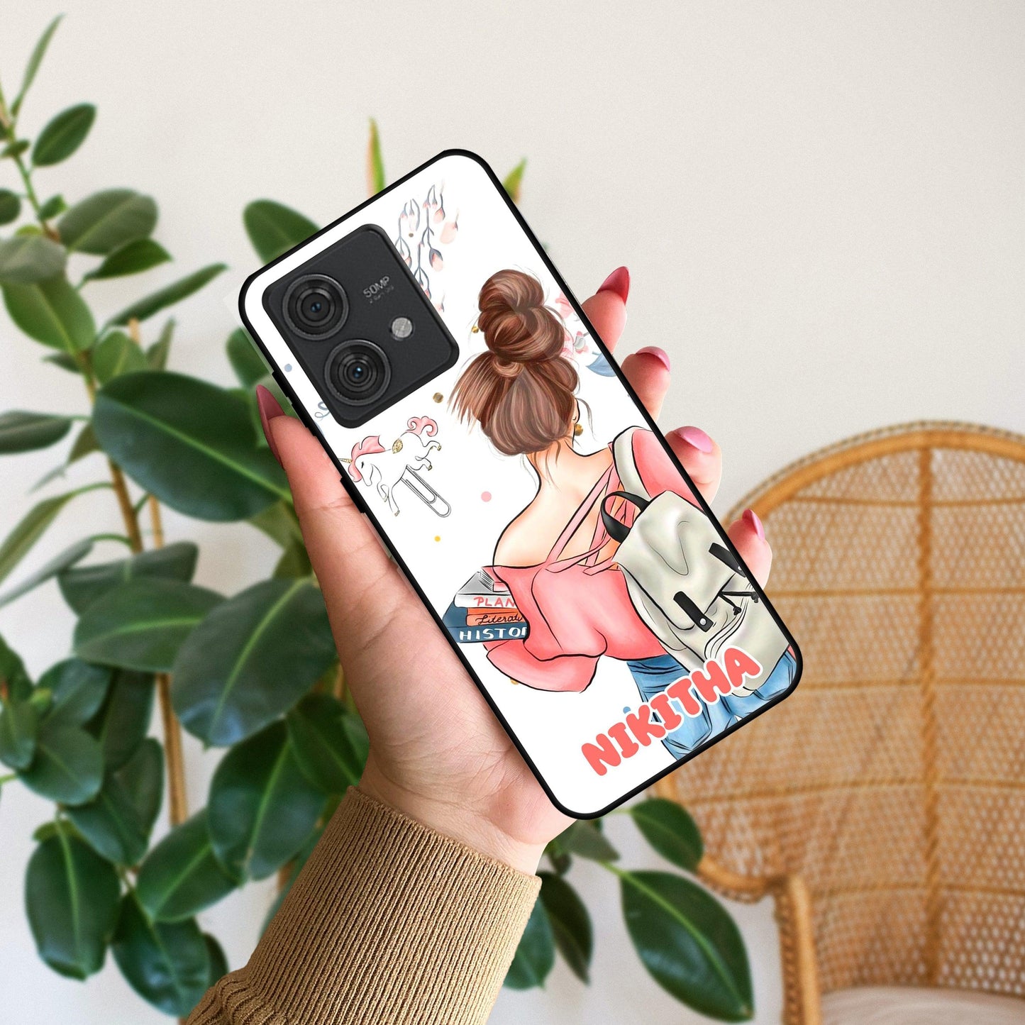 Girl With Book Glossy Metal Case Cover For Motorola