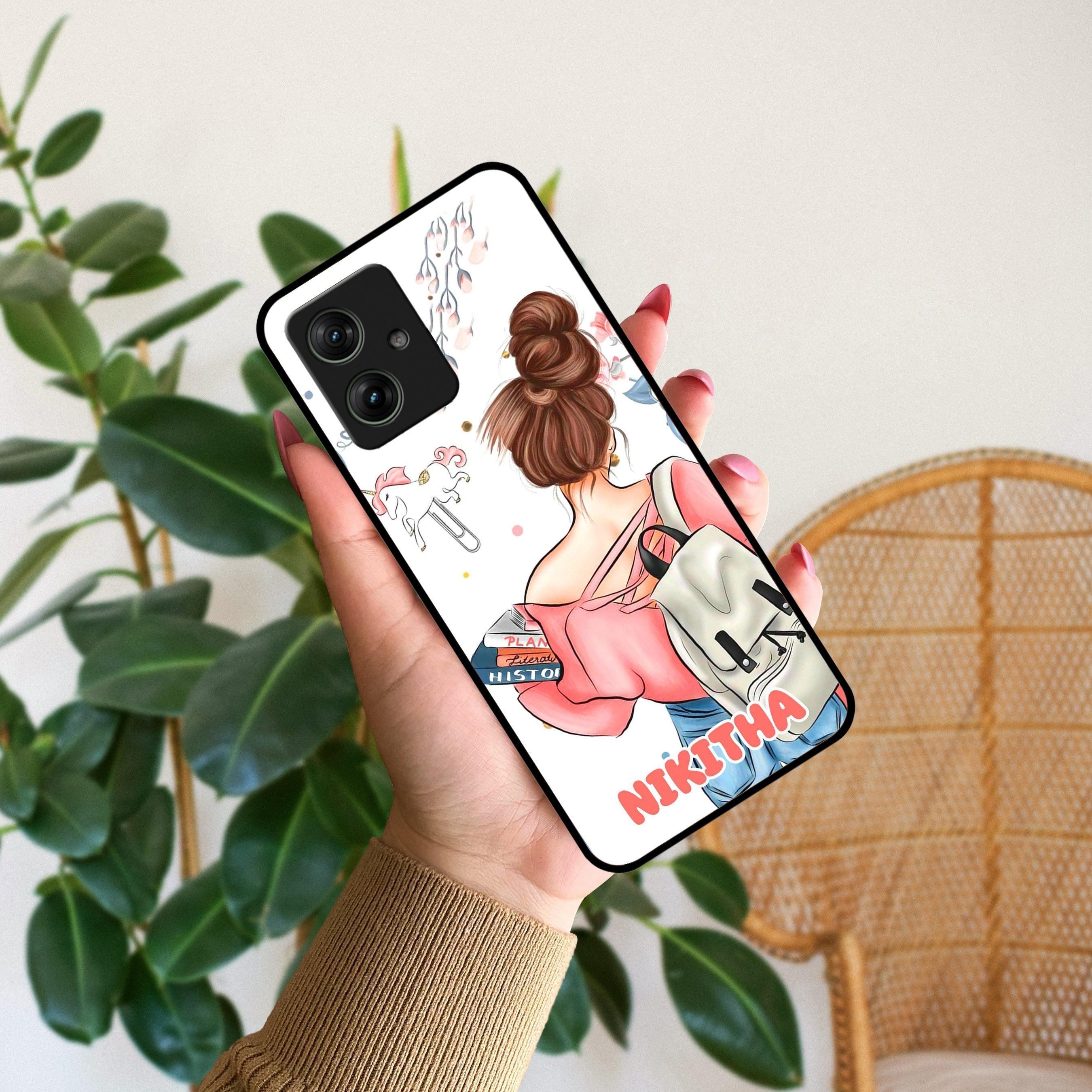 Girl With Book Glossy Metal Case Cover For Motorola - ShopOnCliQ