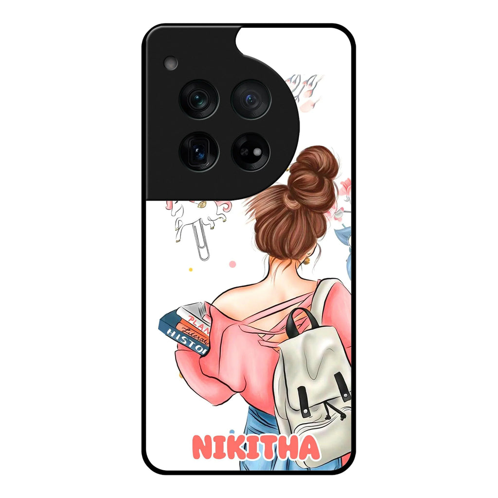 Girl With Book Glossy Metal Case Cover For OnePlus - ShopOnCliQ