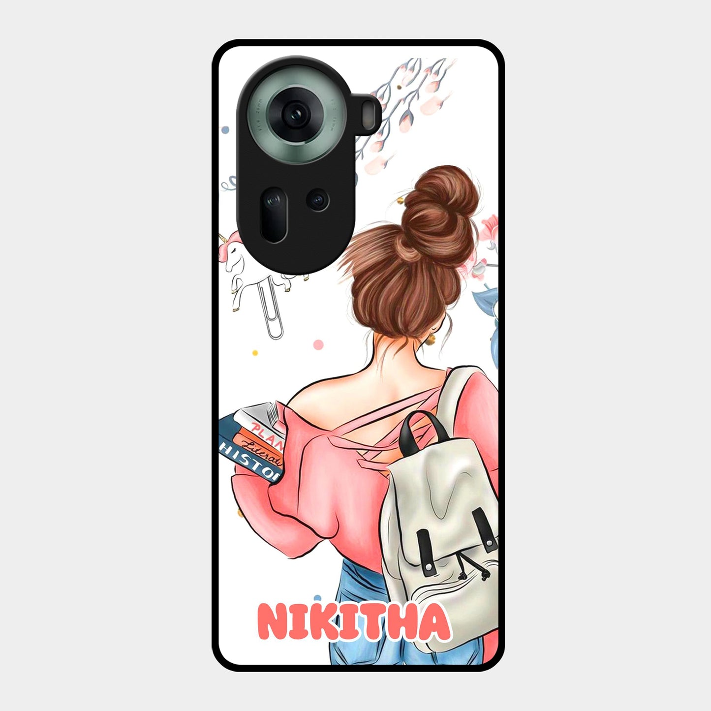 Girl With Book Glossy Metal Case Cover For Oppo - ShopOnCliQ