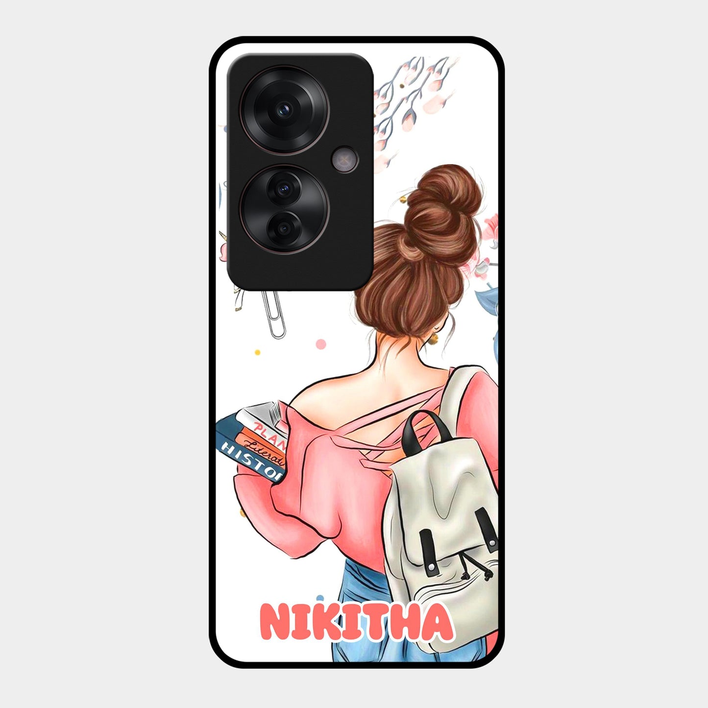 Girl With Book Glossy Metal Case Cover For Oppo - ShopOnCliQ