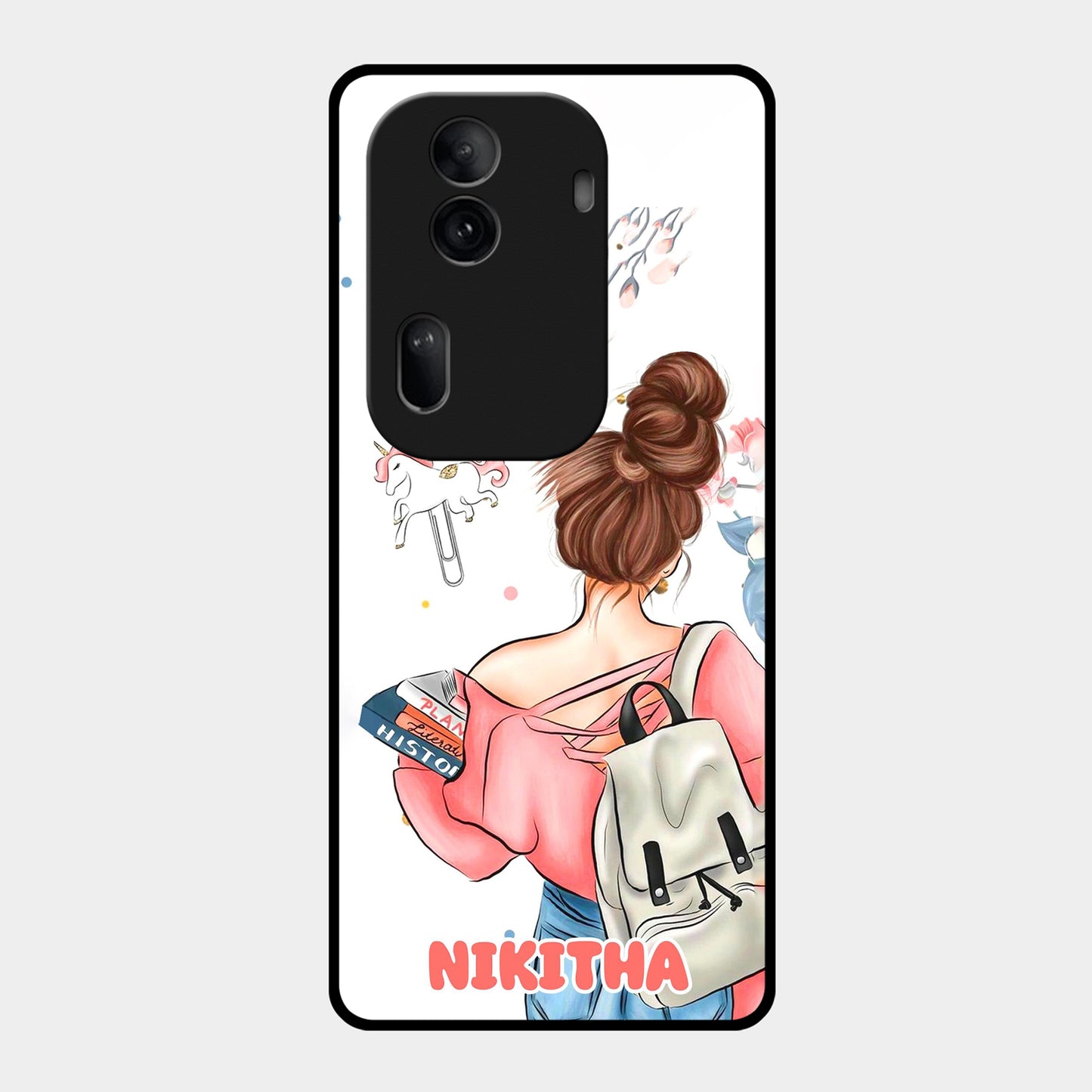 Girl With Book Glossy Metal Case Cover For Oppo - ShopOnCliQ