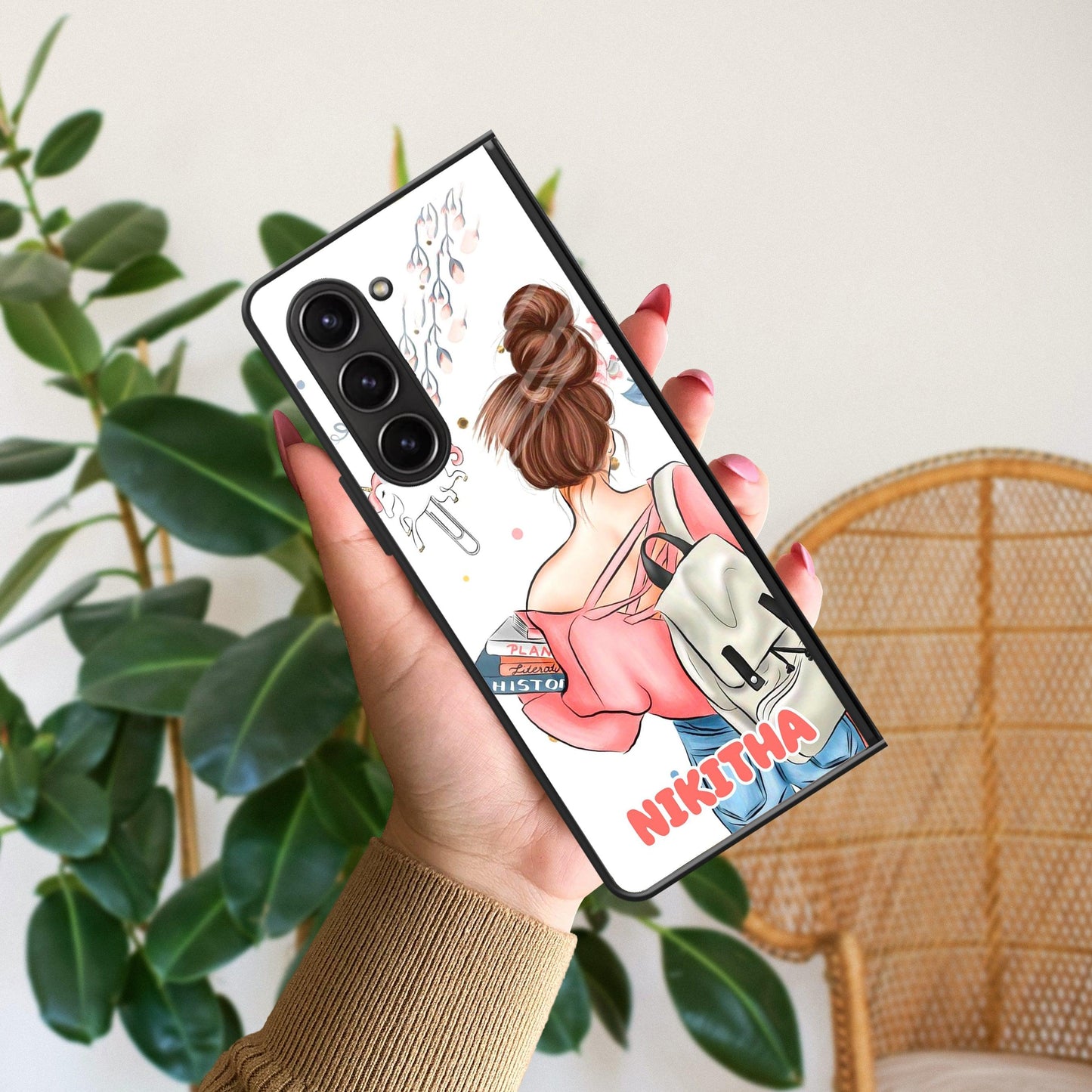 Girl With Book Glossy Metal Case Cover For Samsung