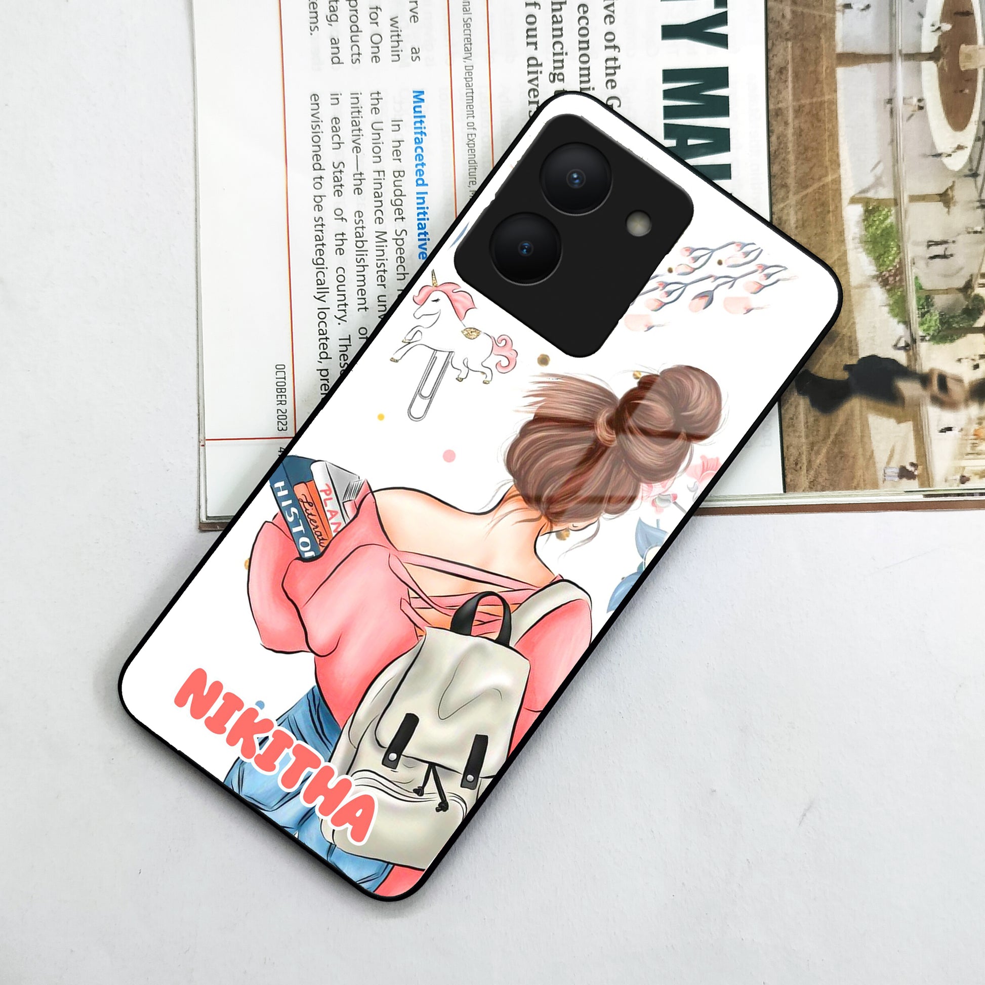 Girl With Book Glossy Metal Case Cover For Vivo ShopOnCliQ