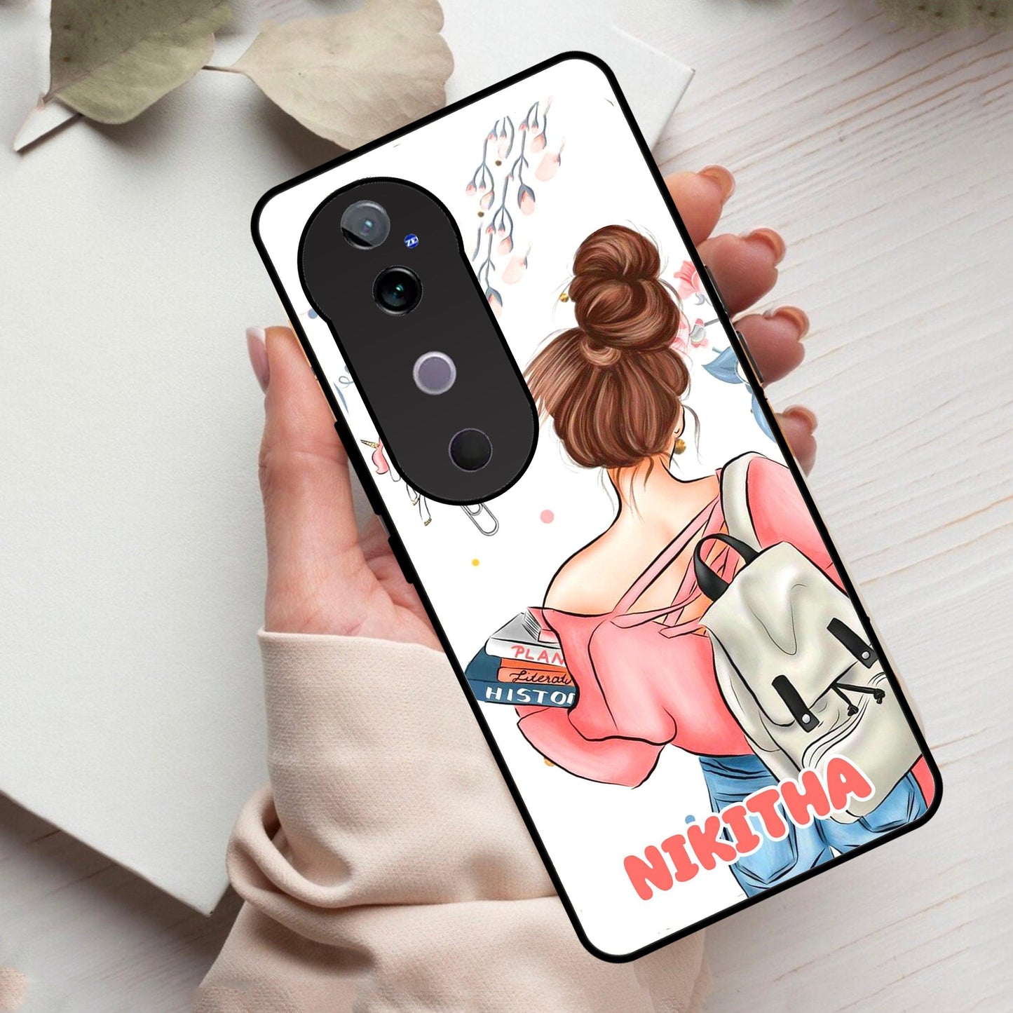 Girl With Book Glossy Metal Case Cover For Vivo