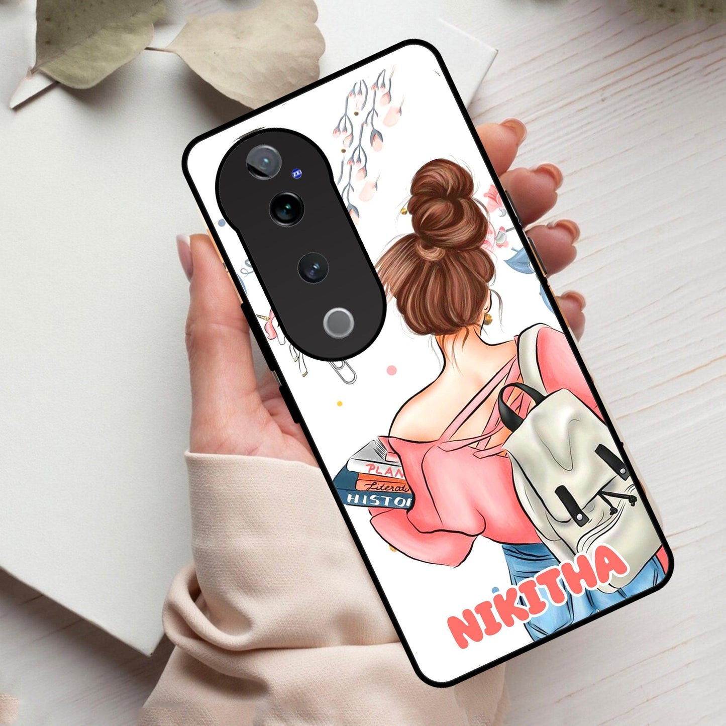 Girl With Book Glossy Metal Case Cover For Vivo