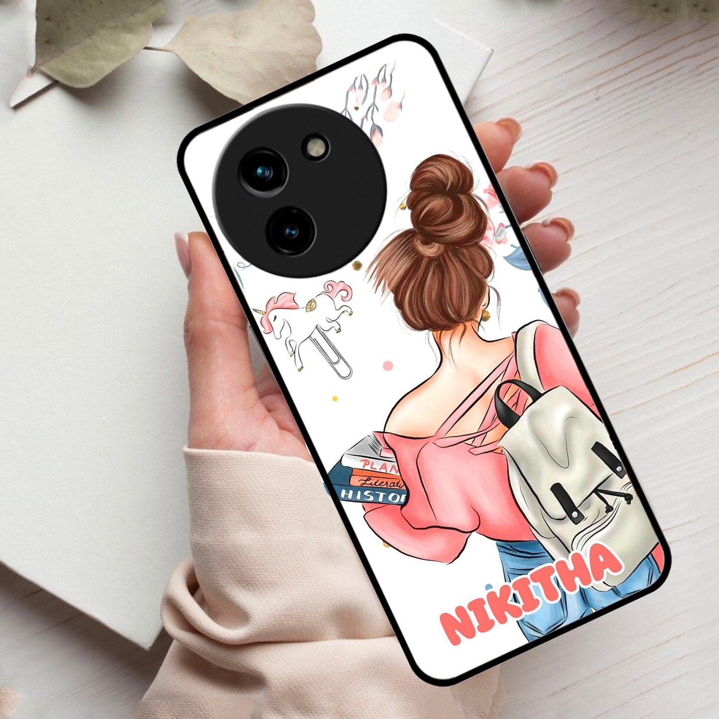 Girl With Book Glossy Metal Case Cover For Vivo