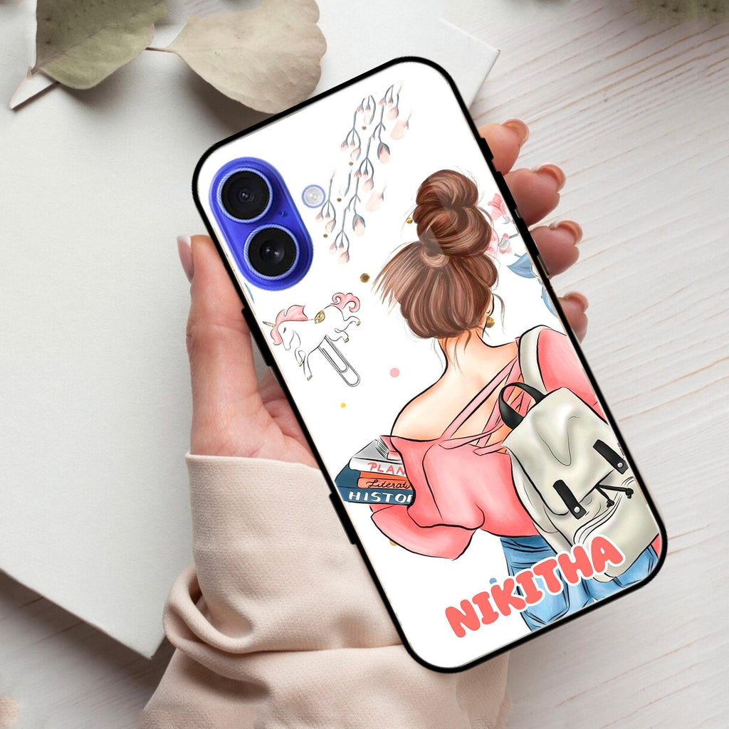 Girl With Book Glossy Metal Case Cover For iPhone - ShopOnCliQ