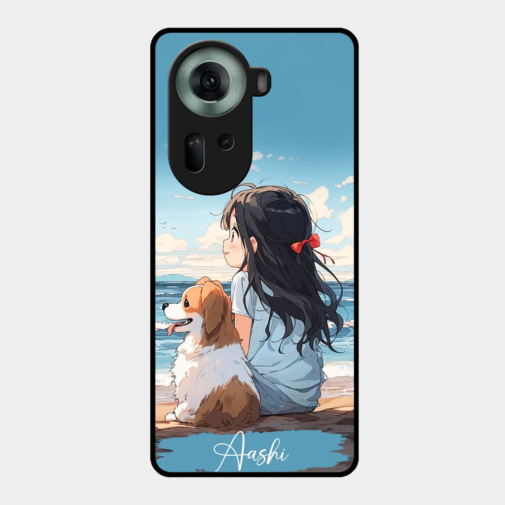 Girl With Dog Glossy Metal Case Cover For Oppo - ShopOnCliQ