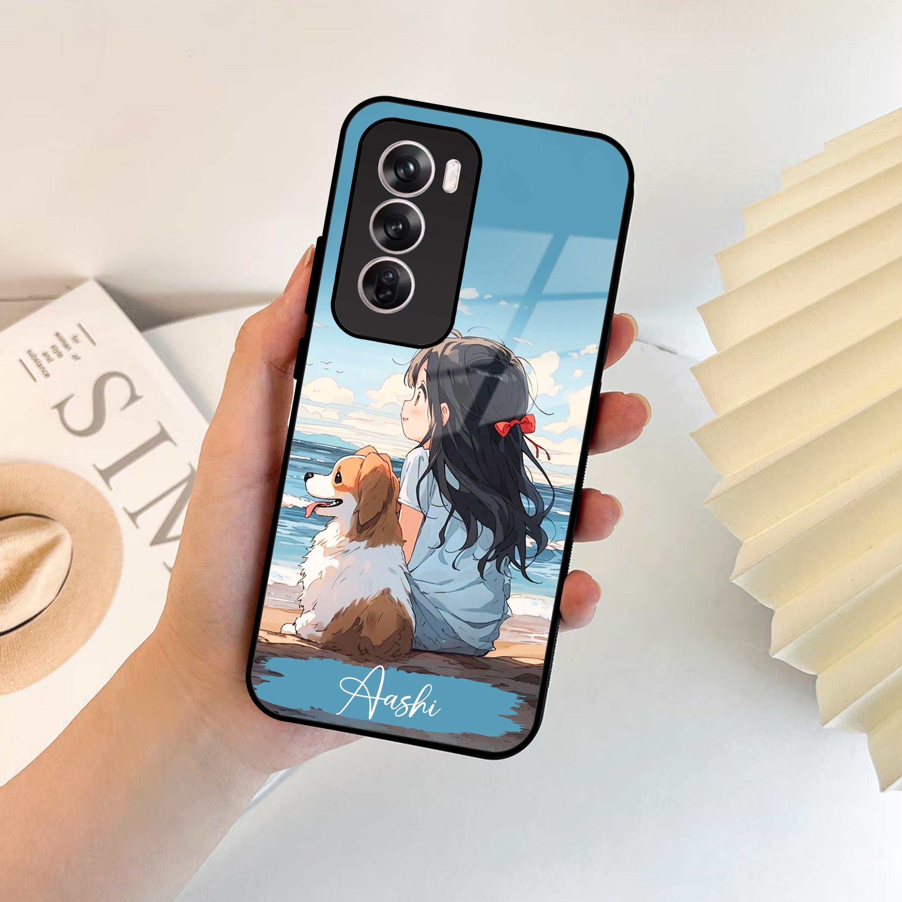 Girl With Dog Glossy Metal Case Cover For Oppo - ShopOnCliQ