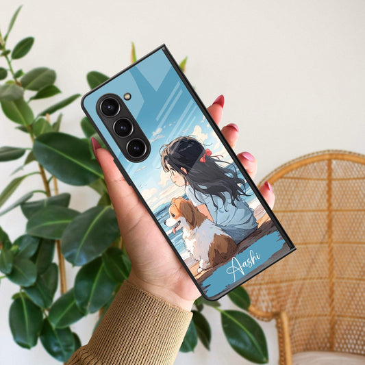 Girl With Dog Glossy Metal Case Cover For Samsung