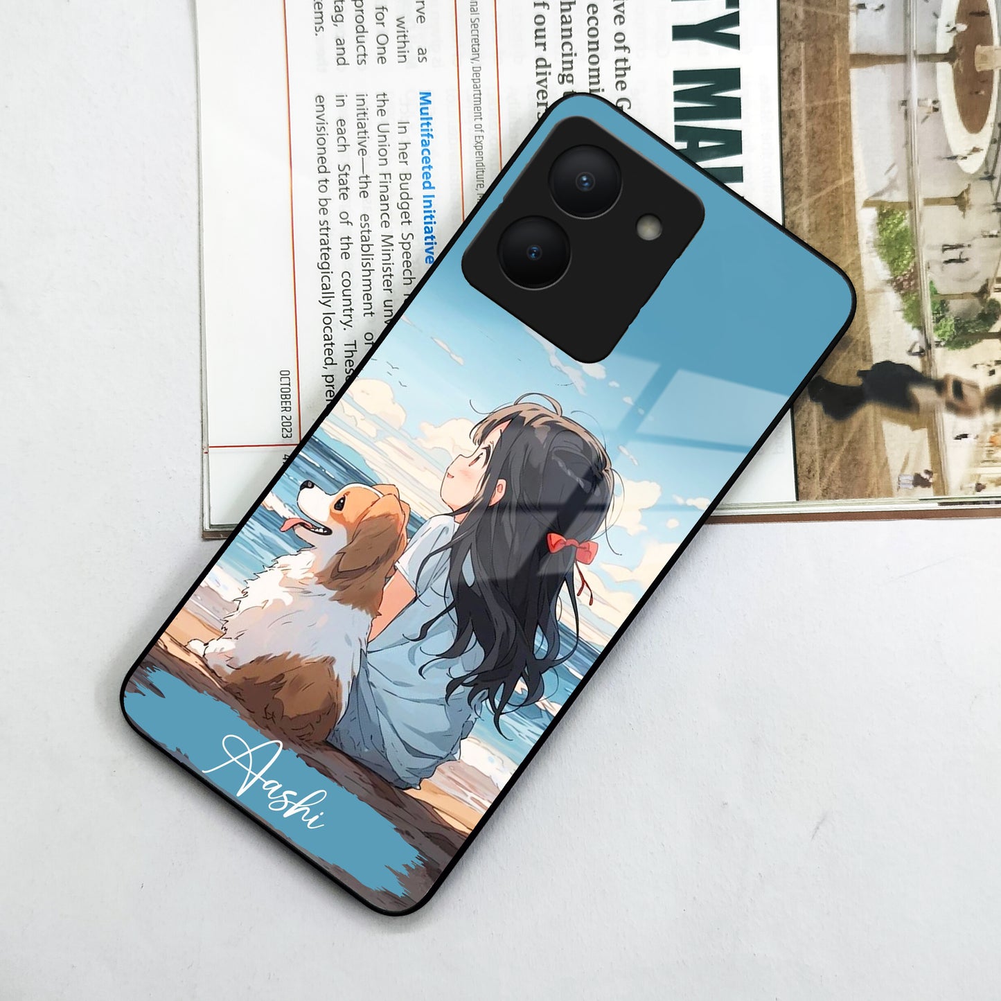 Girl With Dog Glossy Metal Case Cover For Vivo ShopOnCliQ