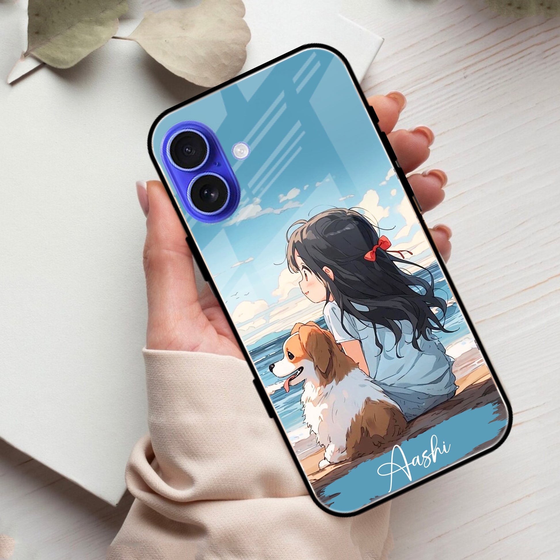 Girl With Dog Glossy Metal Case Cover For iPhone - ShopOnCliQ