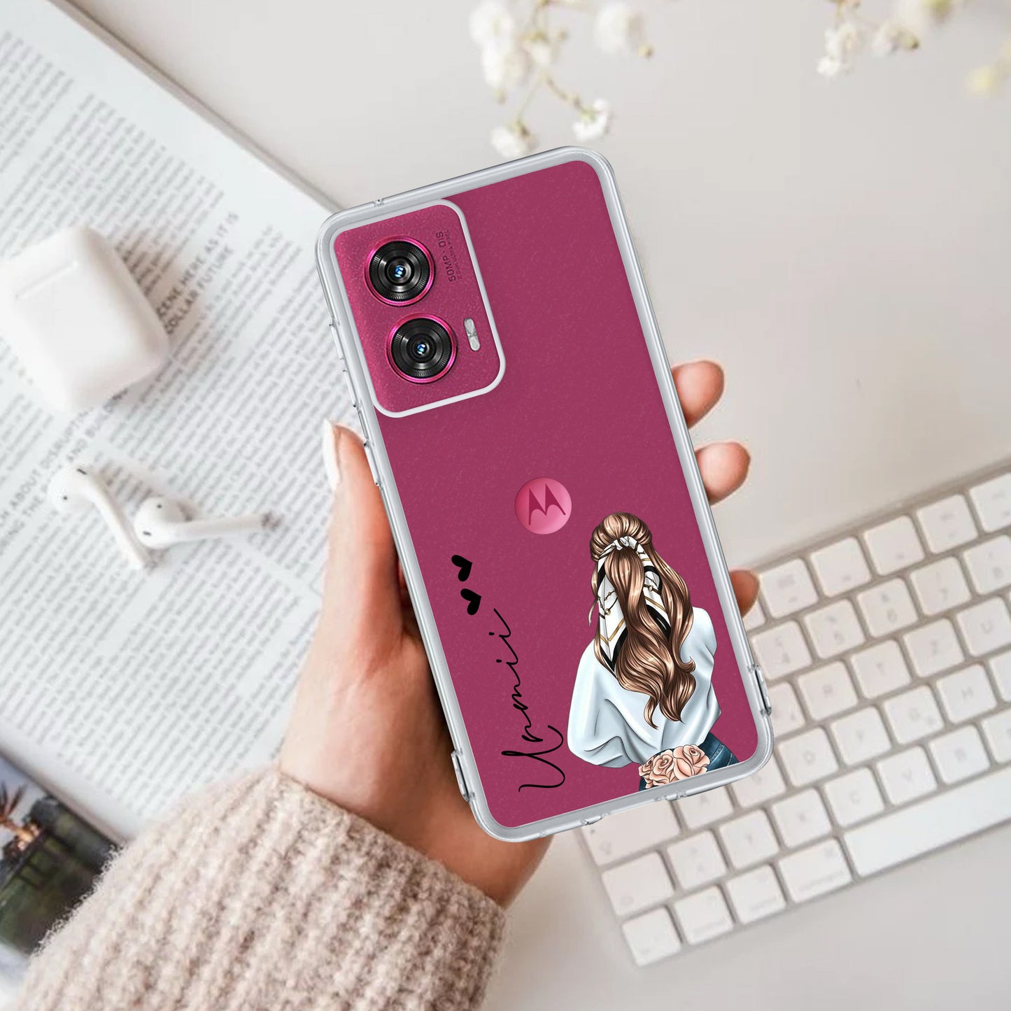 Girl With Flower Customize Transparent Silicon Case For Motorola ShopOnCliQ