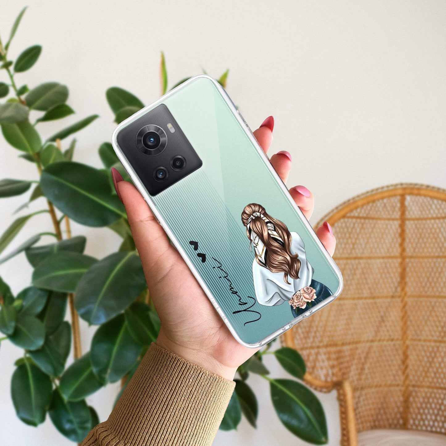 Girl With Flower Customize Transparent Silicon Case For OnePlus