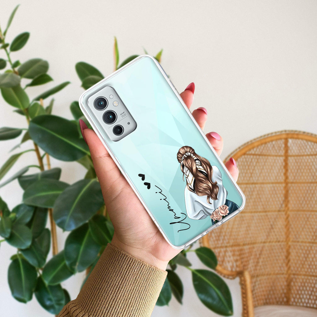 Girl With Flower Customize Transparent Silicon Case For OnePlus 9RT 5G