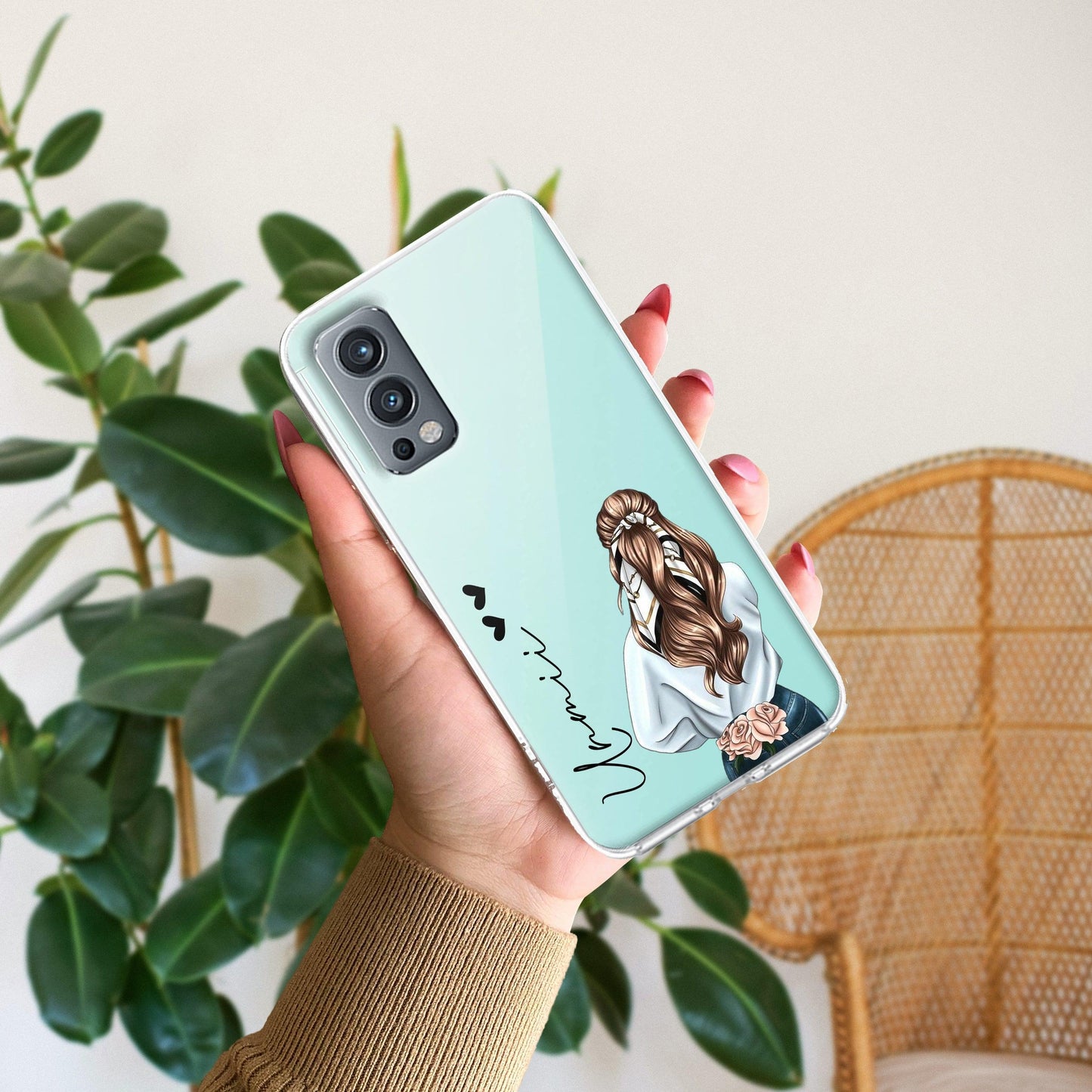 Girl With Flower Customize Transparent Silicon Case For OnePlus