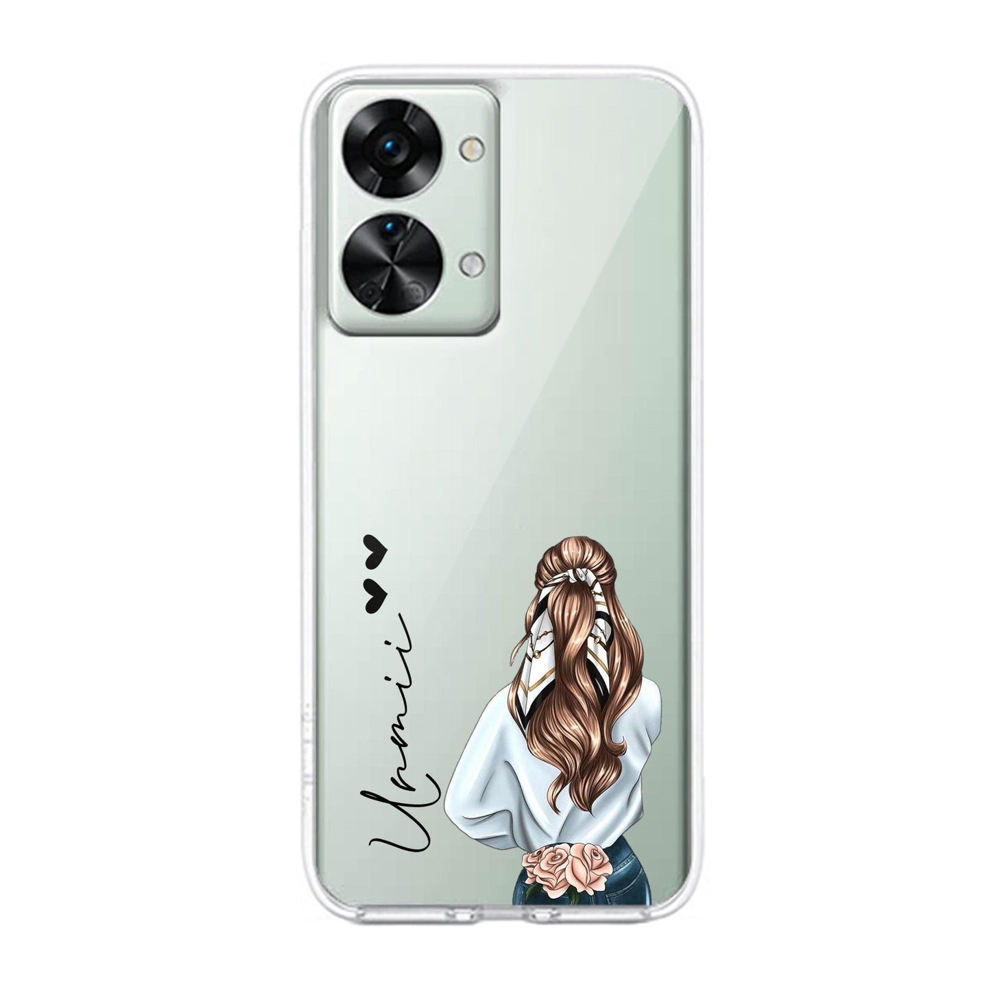 Girl With Flower Customize Transparent Silicon Case For OnePlus