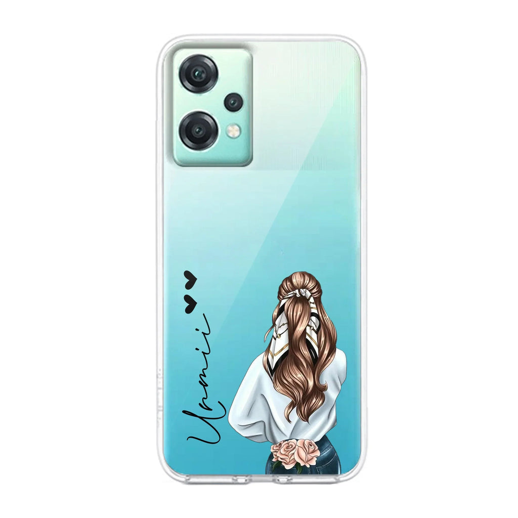Girl With Flower Customize Transparent Silicon Case For OnePlus