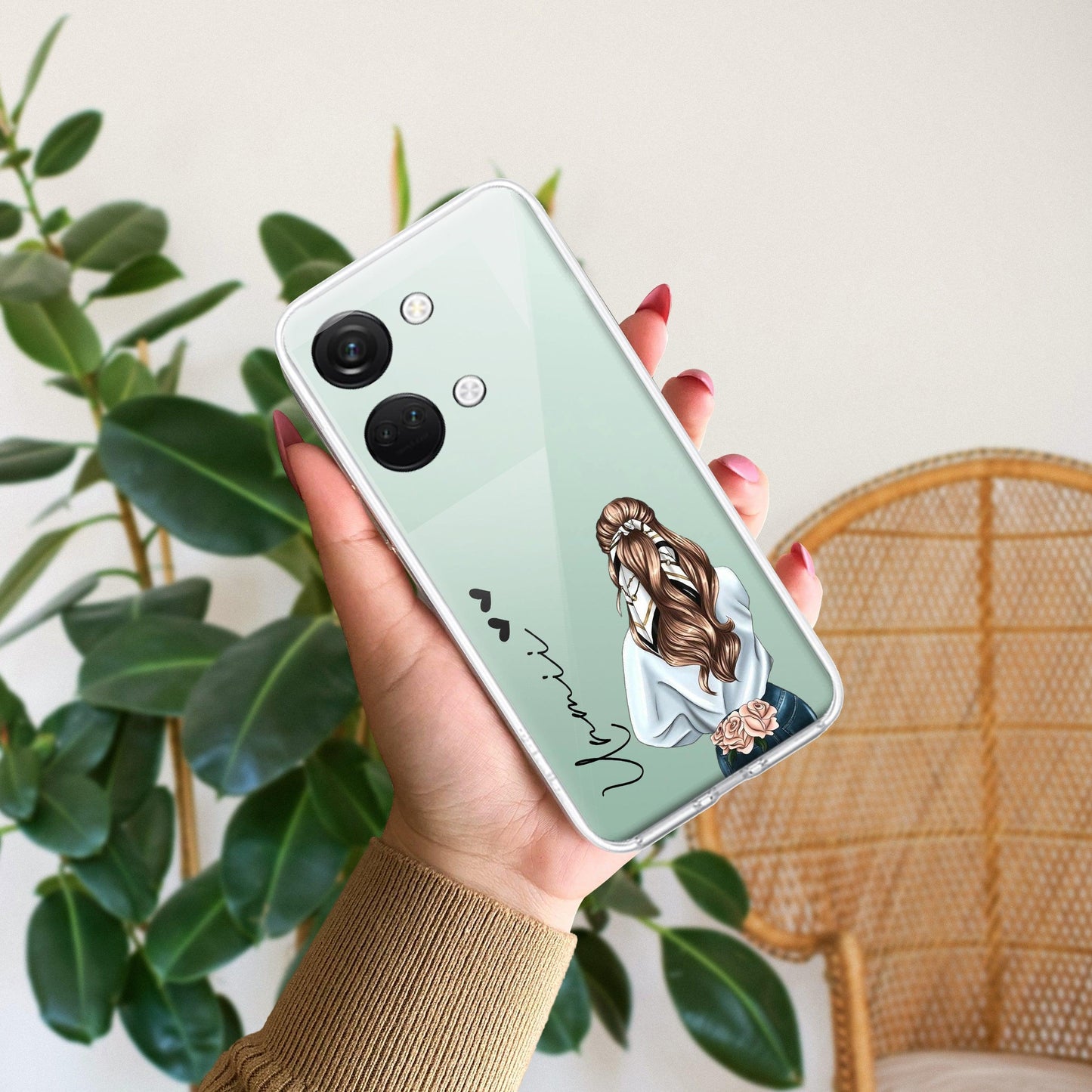 Girl With Flower Customize Transparent Silicon Case For OnePlus
