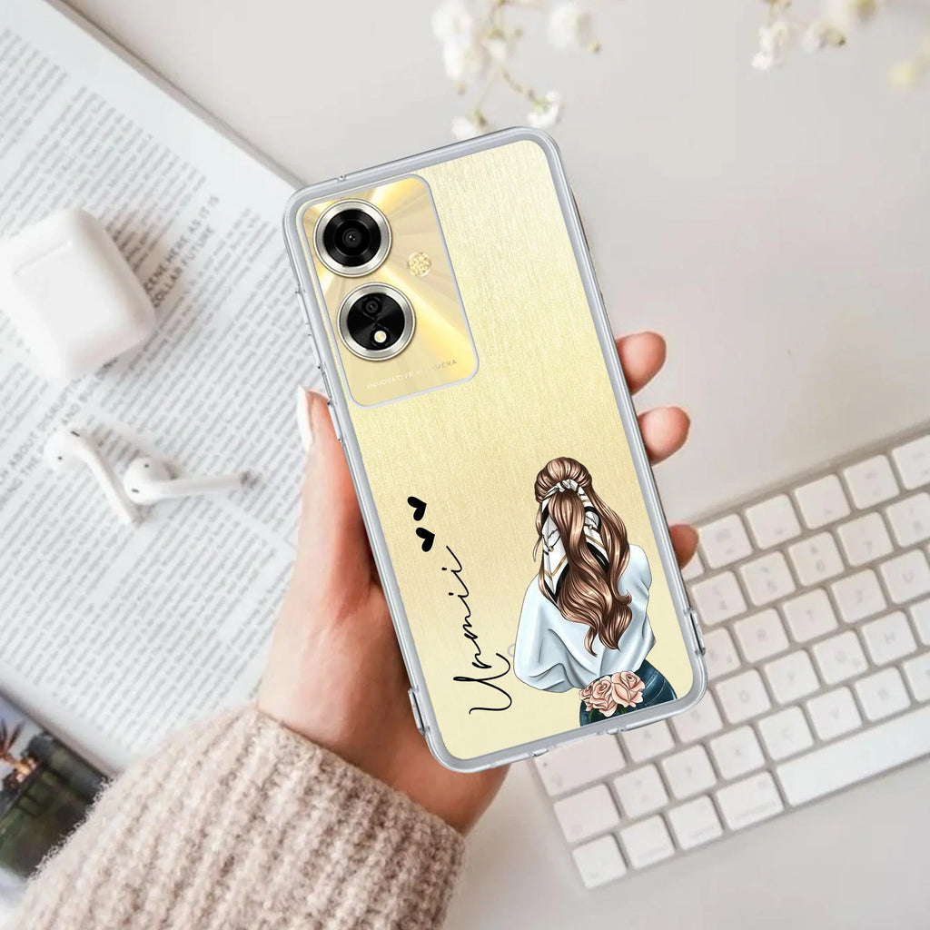 Girl With Flower Customize Transparent Silicon Case For Oppo Reno 11 5G