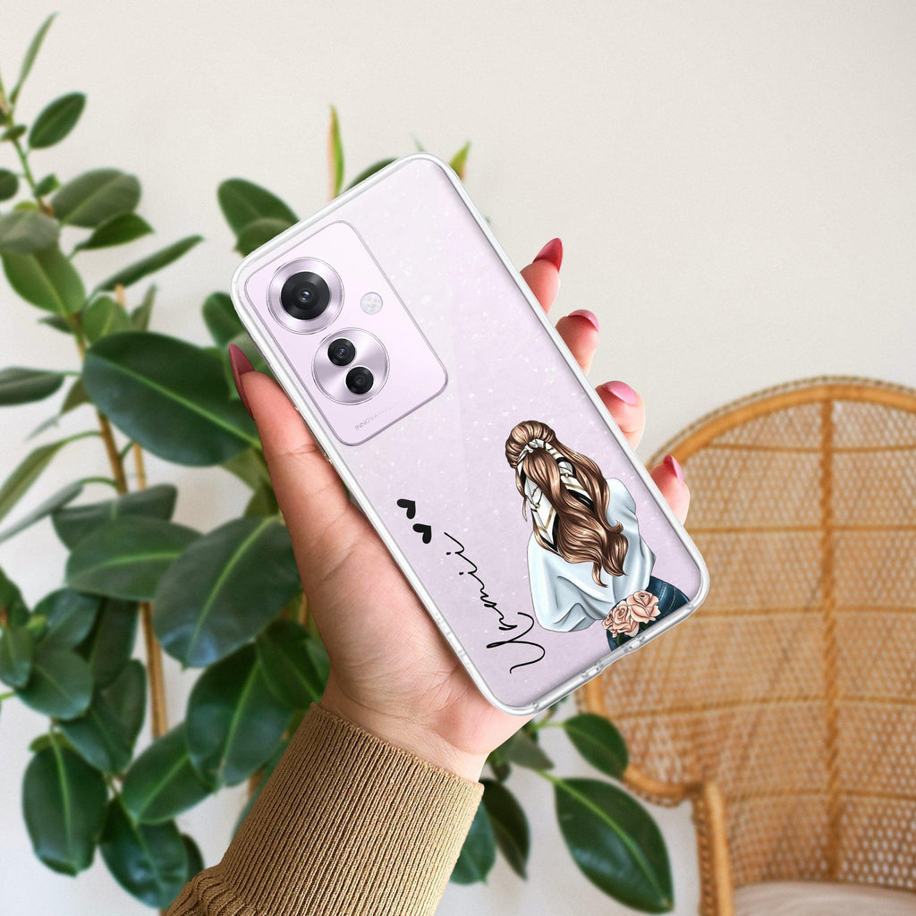 Girl With Flower Customize Transparent Silicon Case For Oppo A38 4G