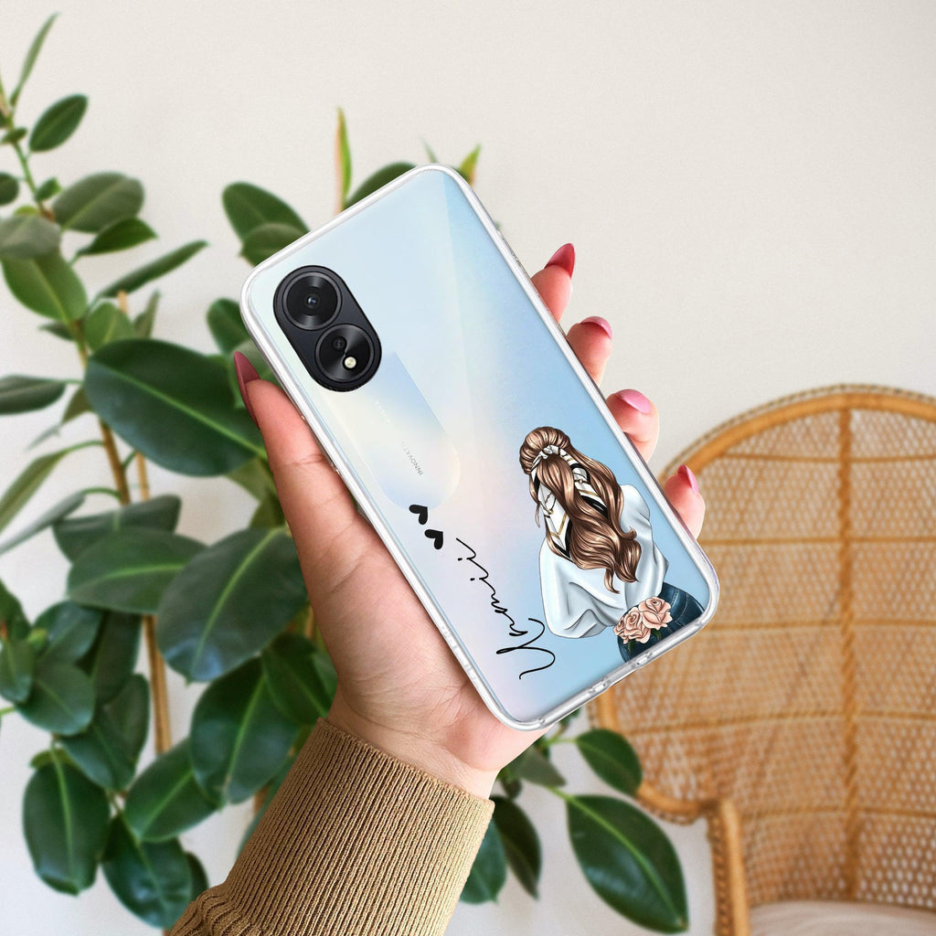 Girl With Flower Customize Transparent Silicon Case For Oppo K13x 5G