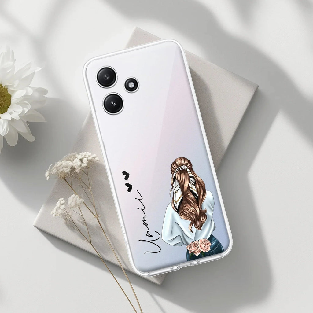 Girl With Flower Customize Transparent Silicon Case For Poco M6 Plus 5G