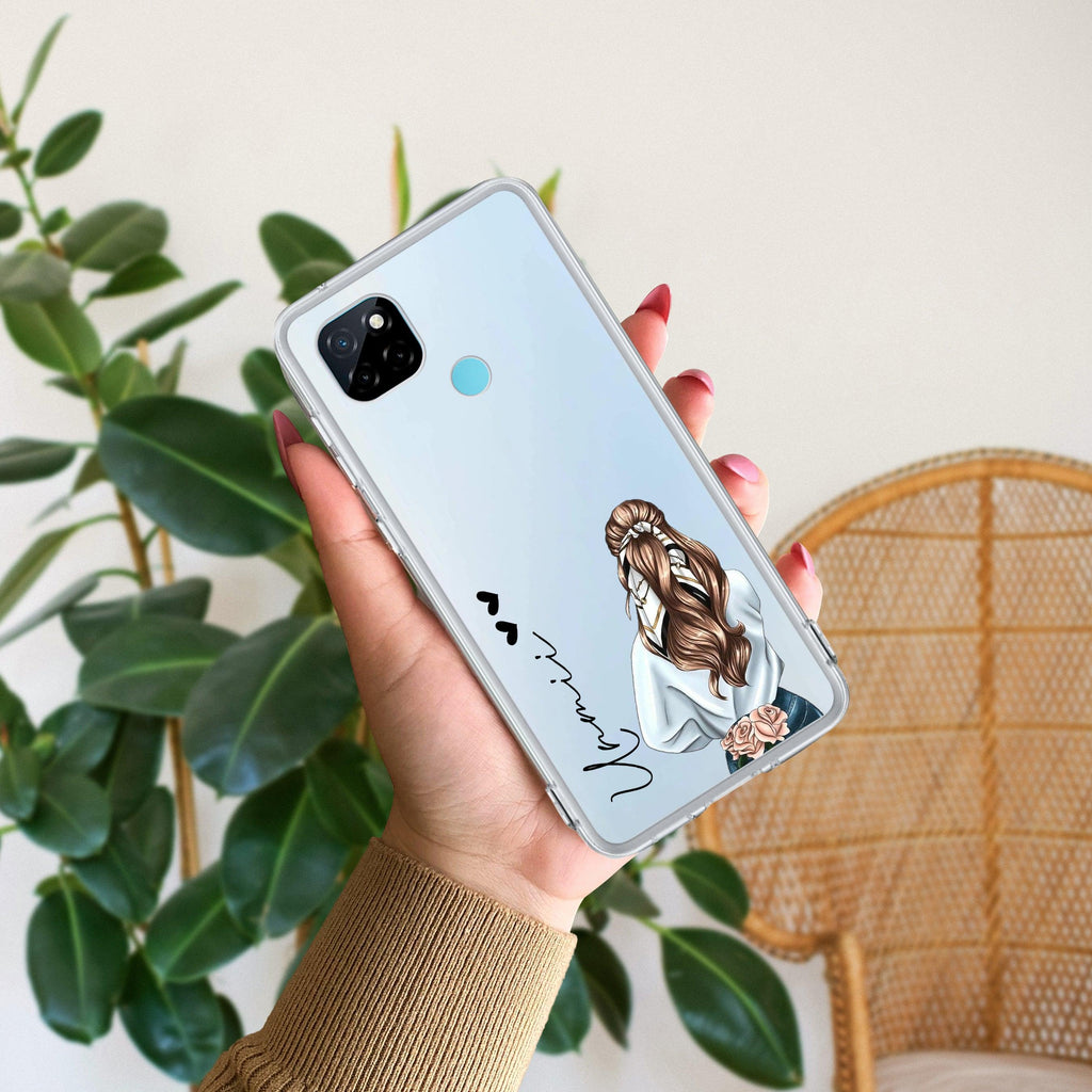 Girl With Flower Customize Transparent Silicon Case For Realme/Narzo - ShopOnCliQ