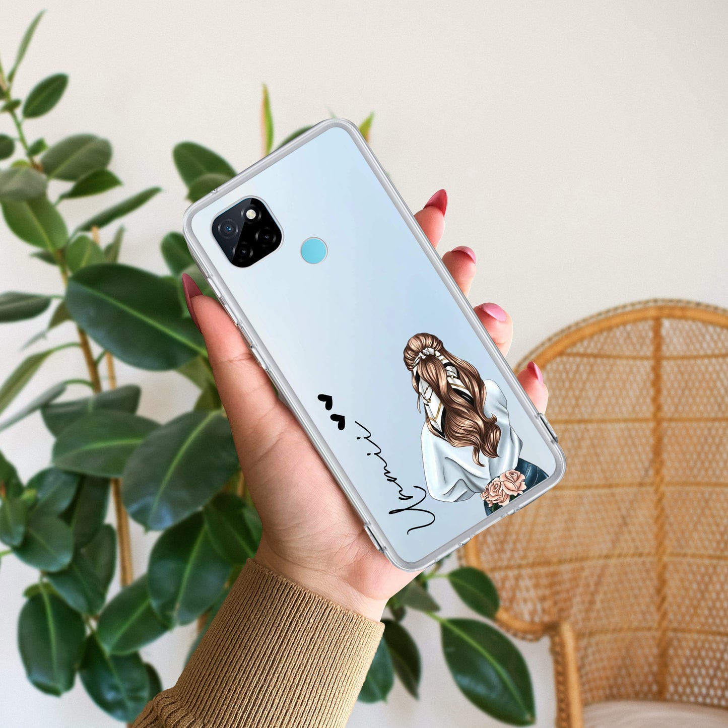 Girl With Flower Customize Transparent Silicon Case For Realme/Narzo ShopOnCliQ