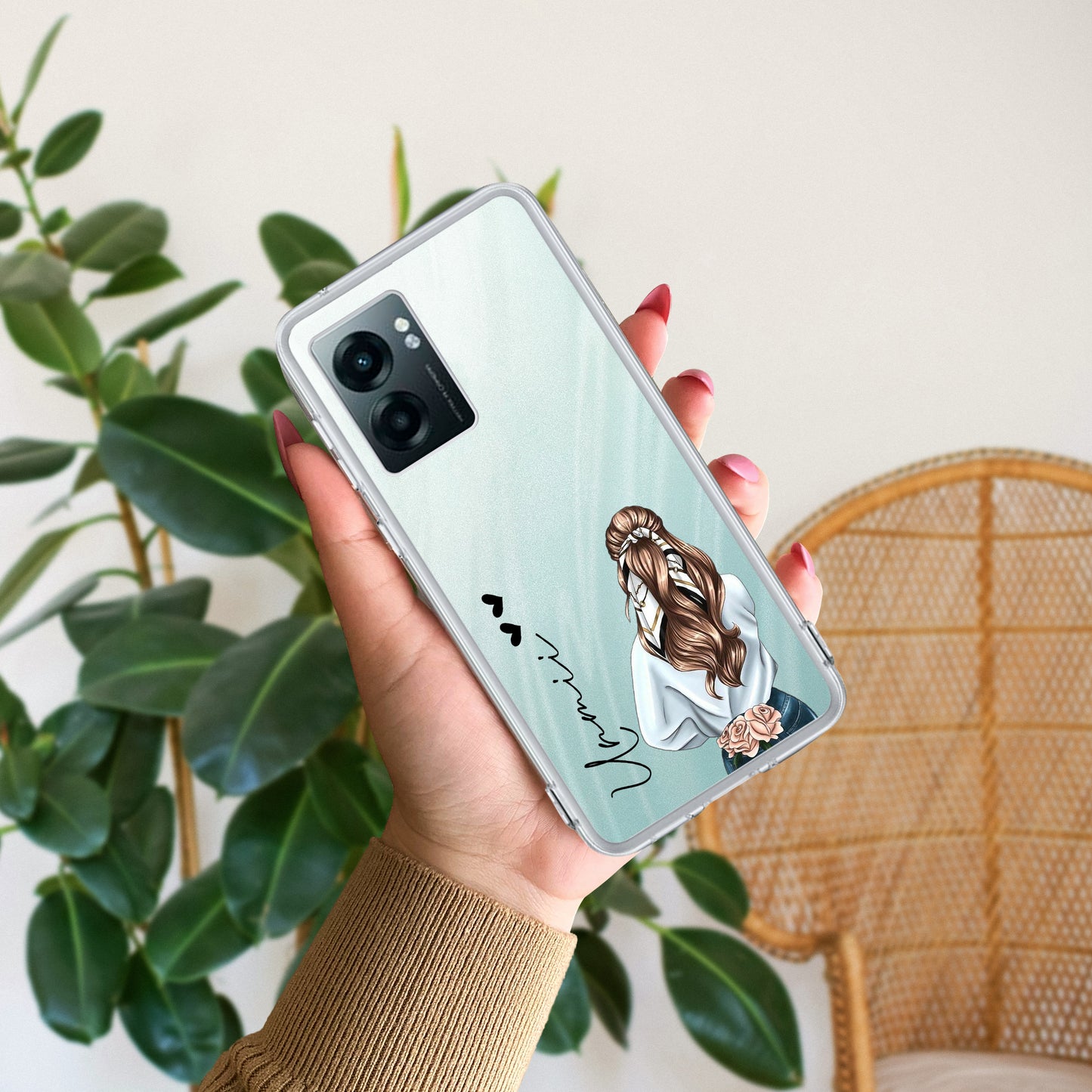 Girl With Flower Customize Transparent Silicon Case For Realme/Narzo ShopOnCliQ